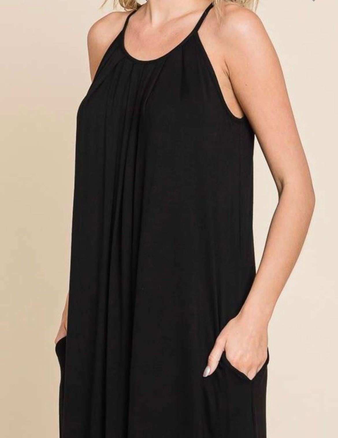 Sophia Black Pleated Front Maxi Dress