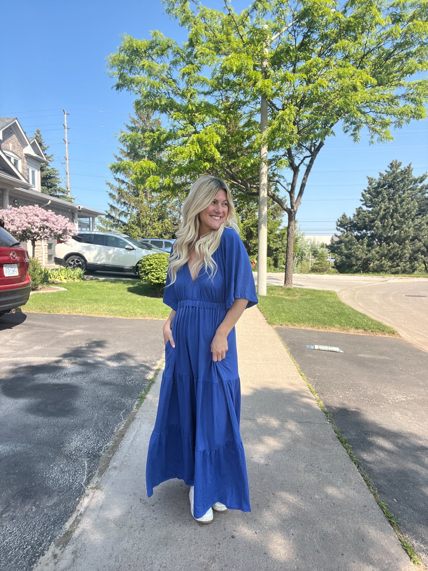 Blue Raglan Sienna Maxi Dress