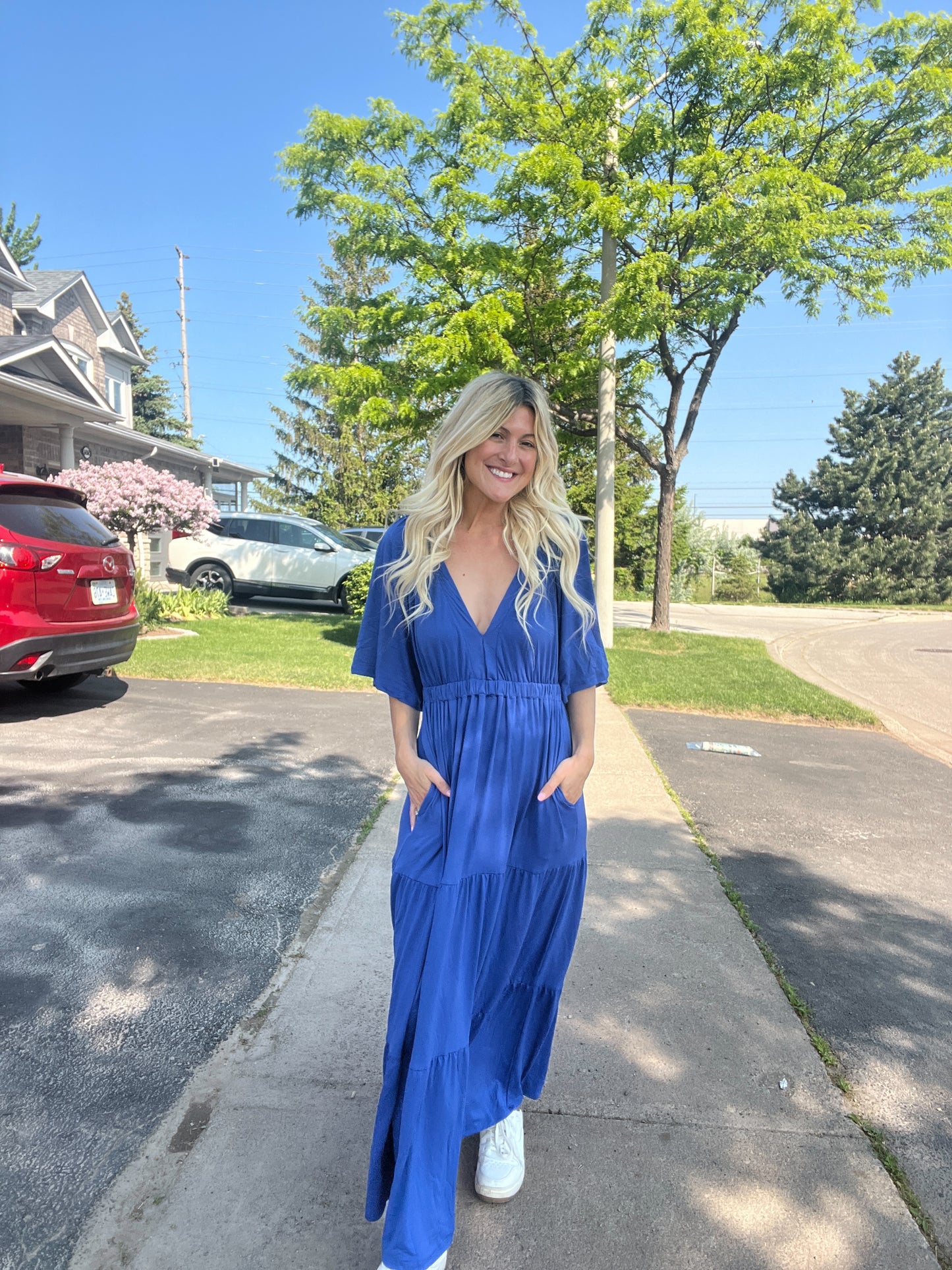 Blue Raglan Sienna Maxi Dress
