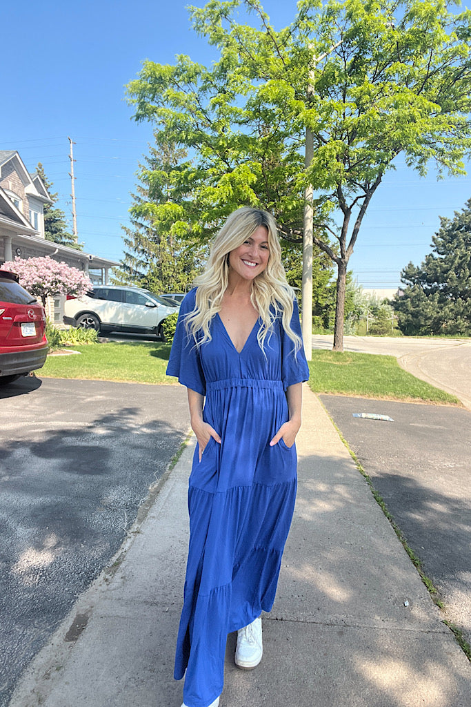 Blue Raglan Sienna Maxi Dress