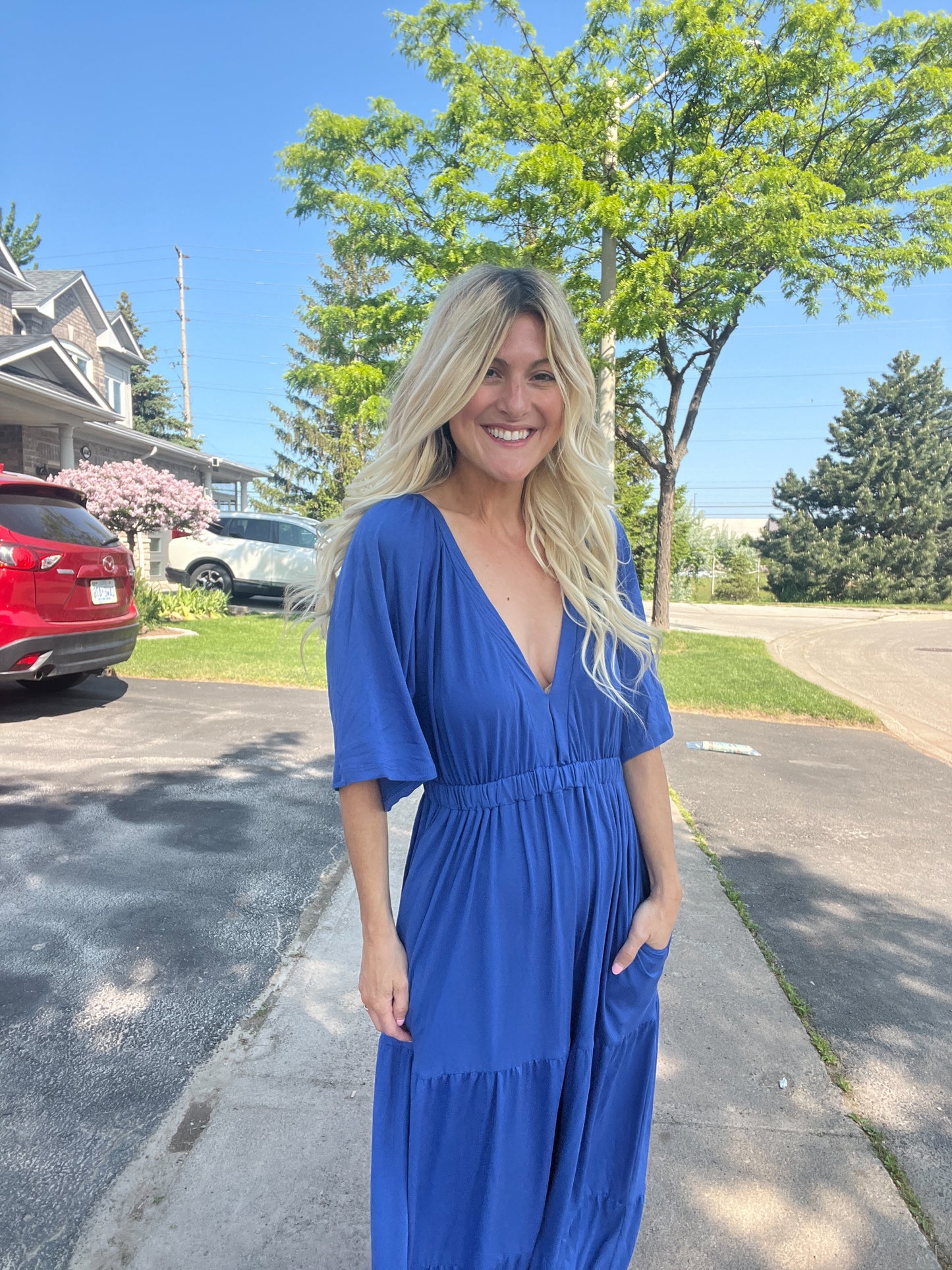 Blue Raglan Sienna Maxi Dress