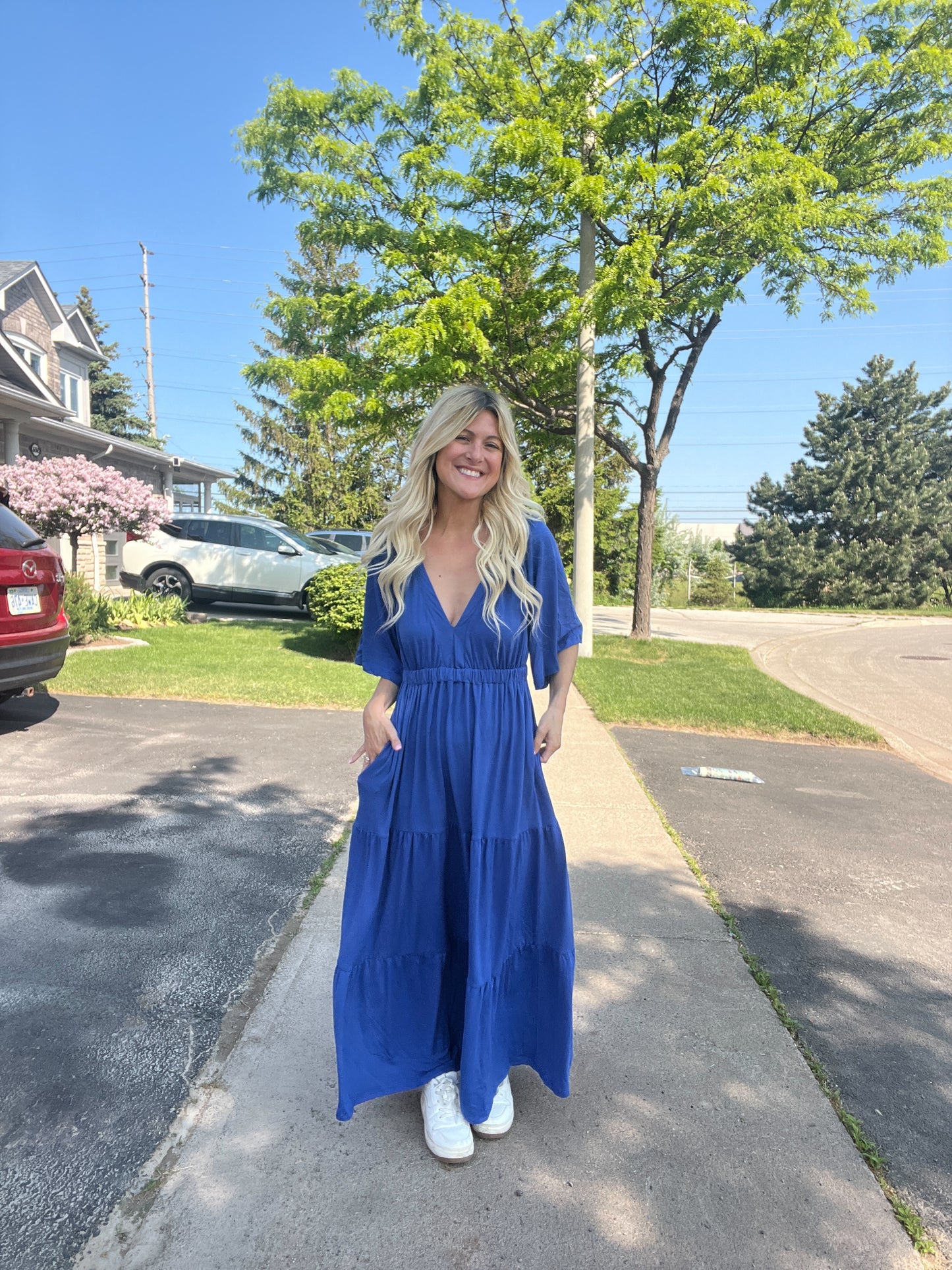 Blue Raglan Sienna Maxi Dress