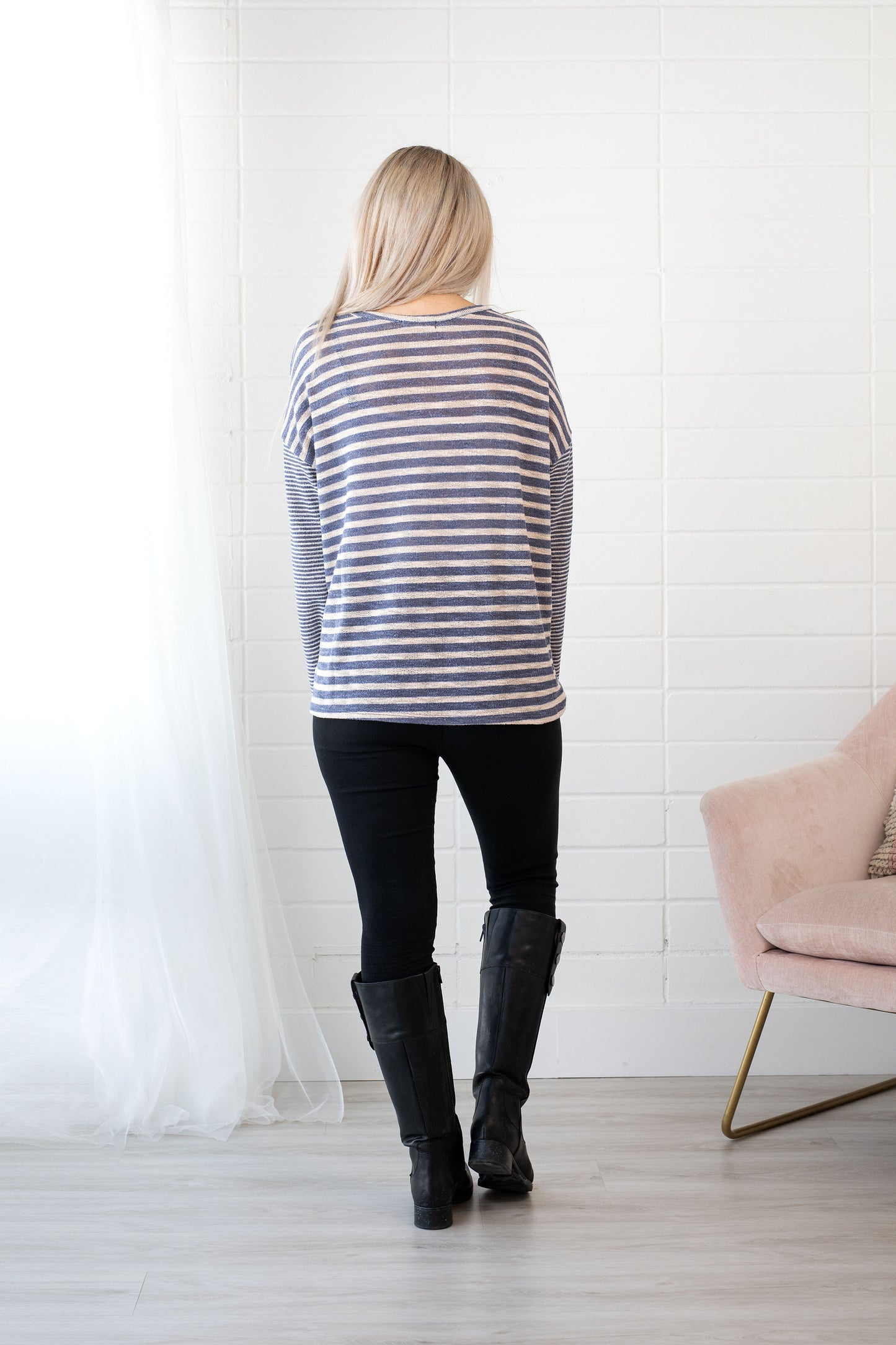 Fresh Air Contrast Stripe Front Pocket Top