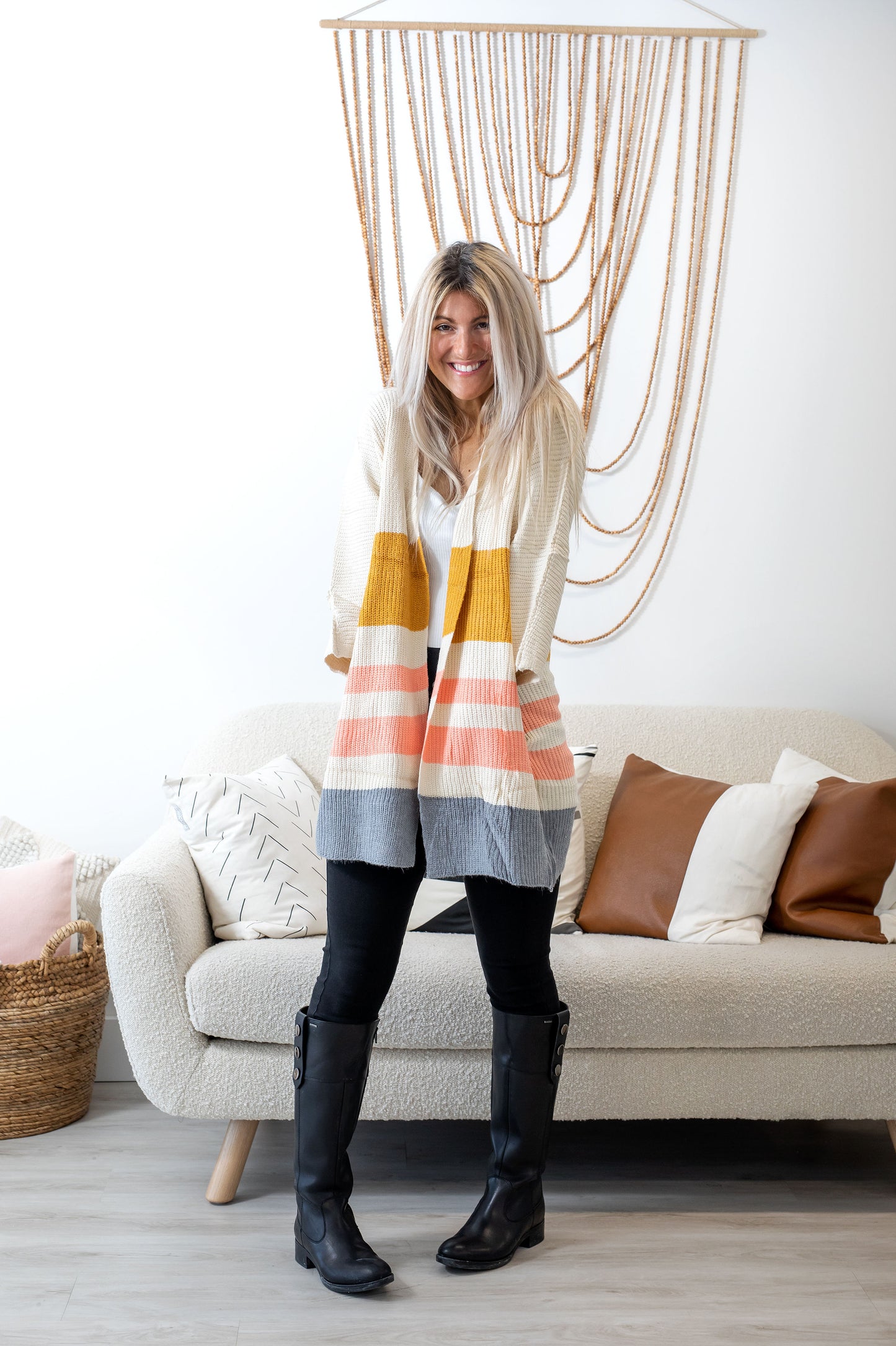 Multi Color Stripe Printed Cardigan-Intro Promo