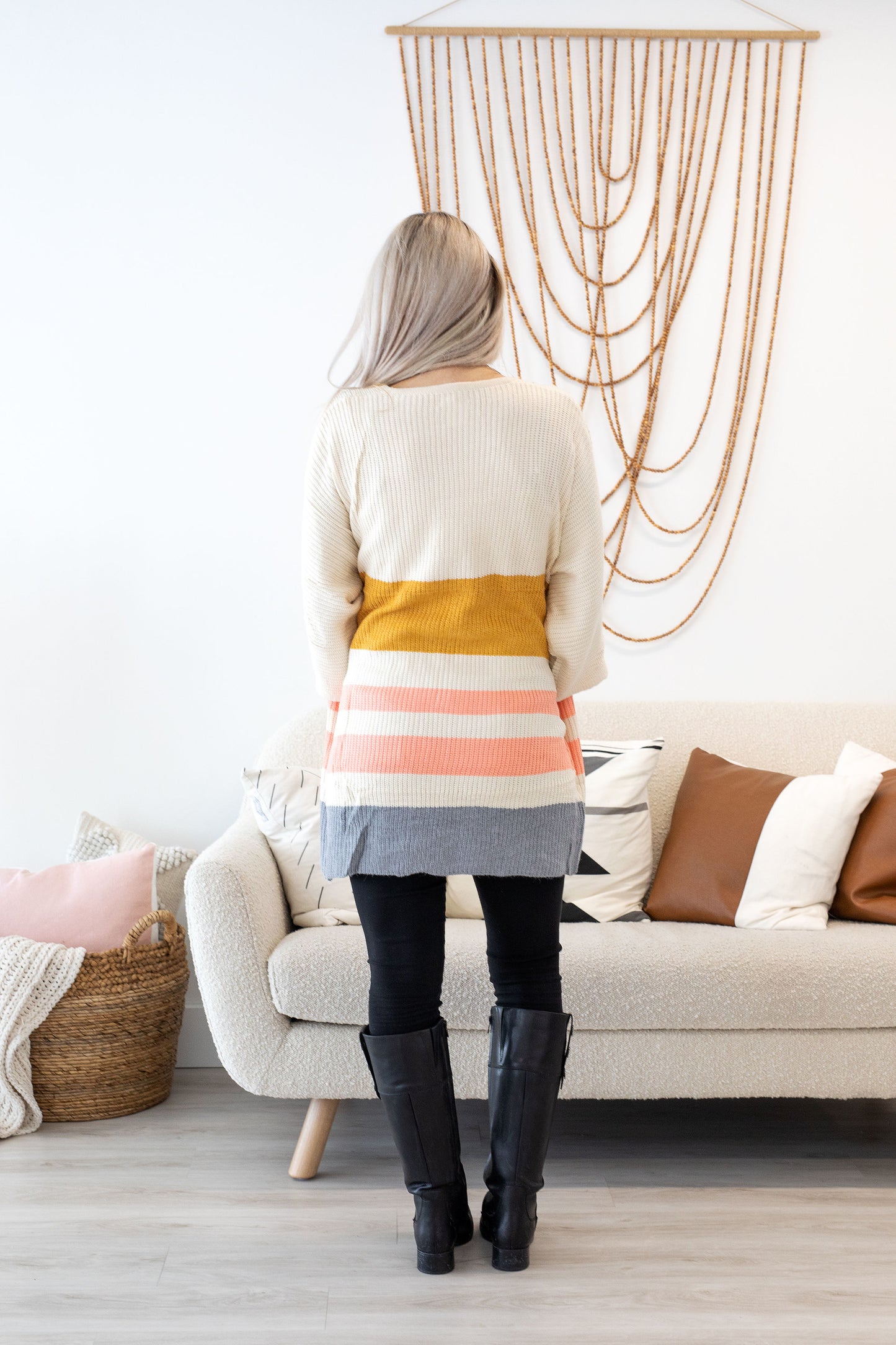 Multi Color Stripe Printed Cardigan-Intro Promo