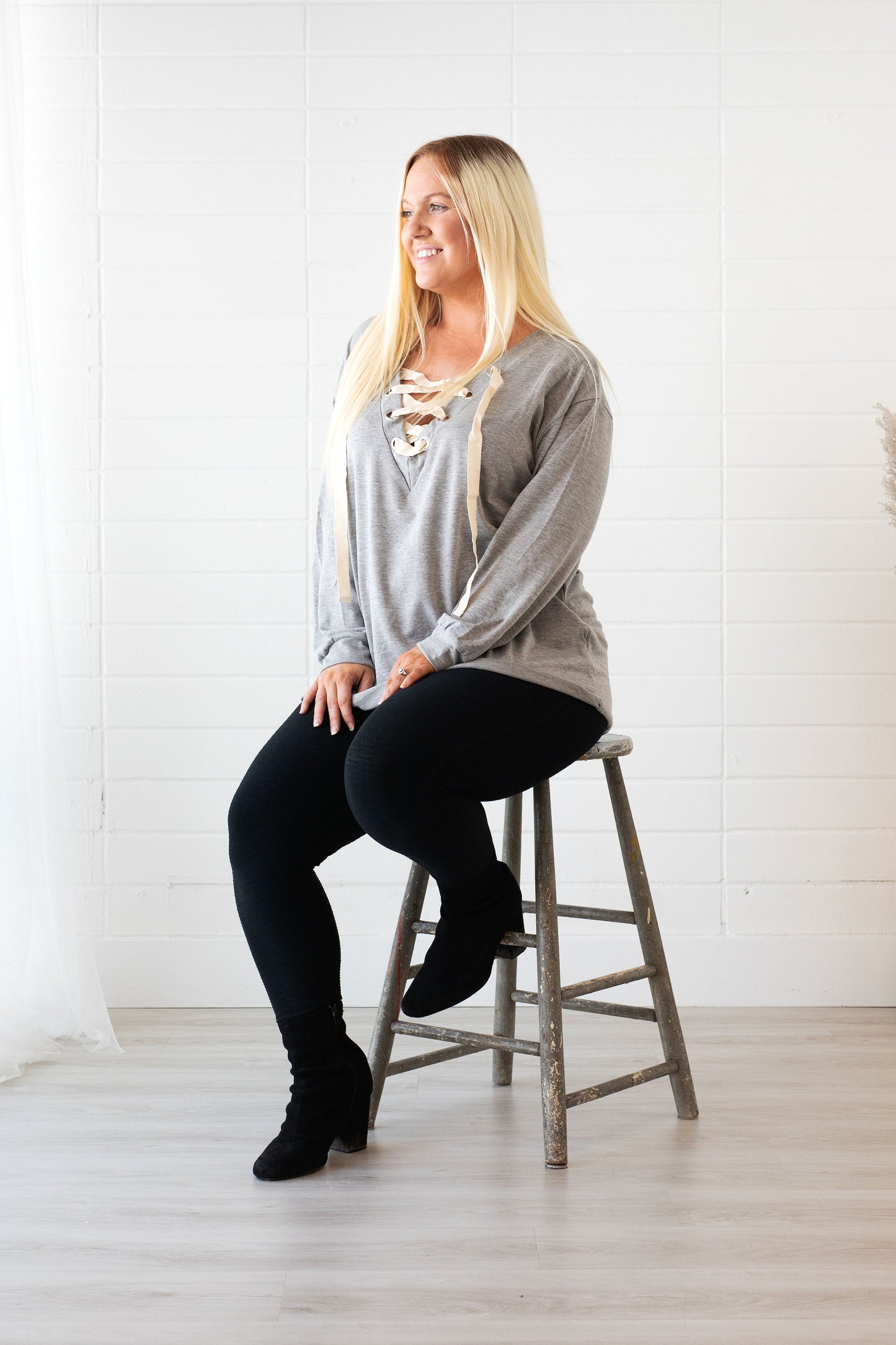 Flirty Cozy Lace Up Top-New Arrival Promo