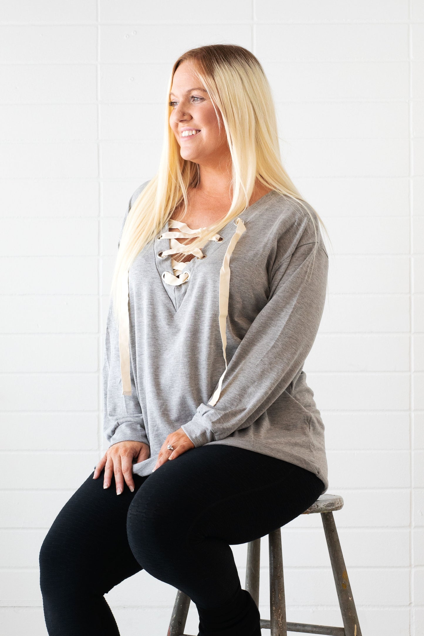 Flirty Cozy Lace Up Top-New Arrival Promo