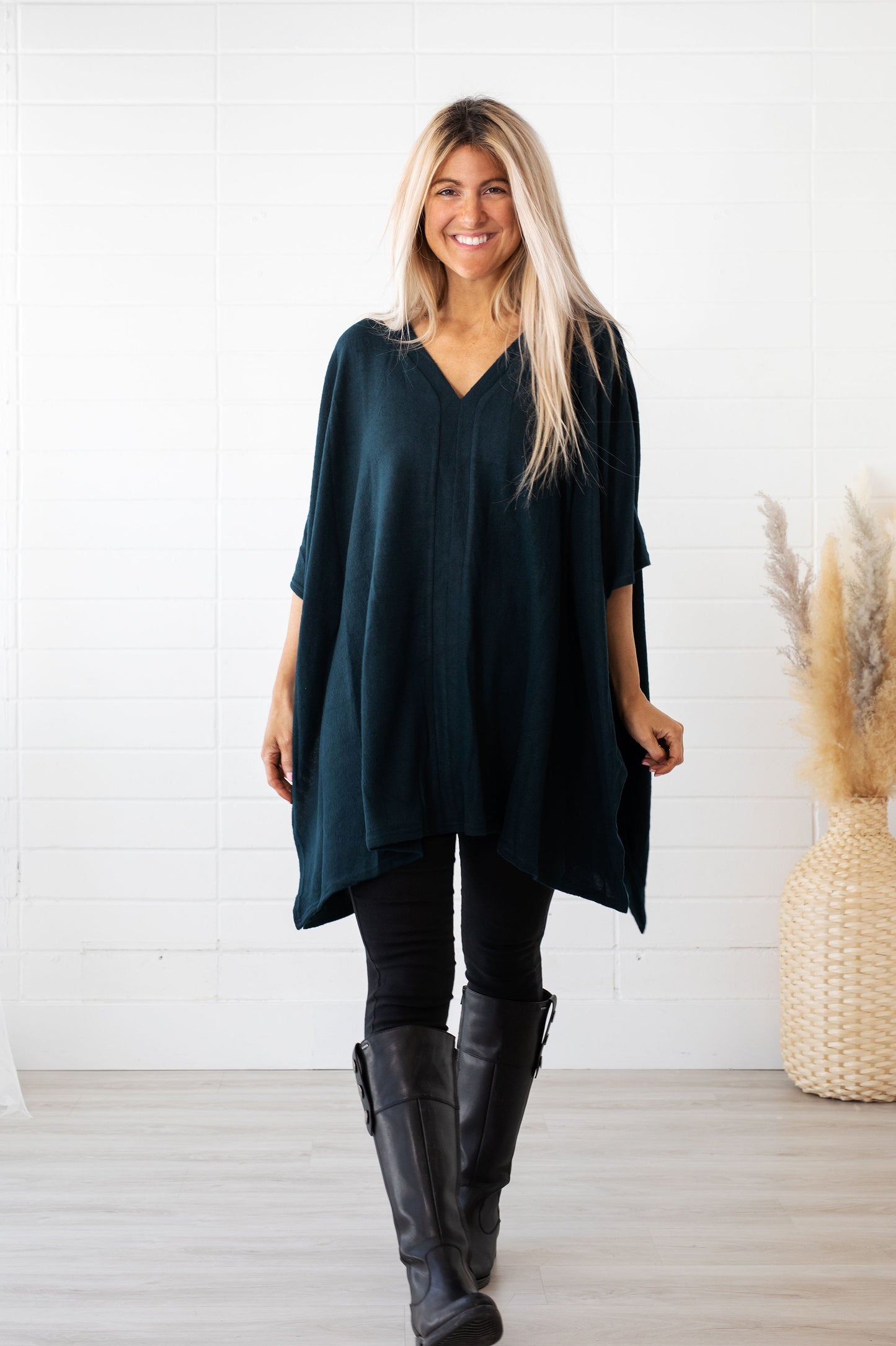 Classic Dark Green Boho Poncho Tunic