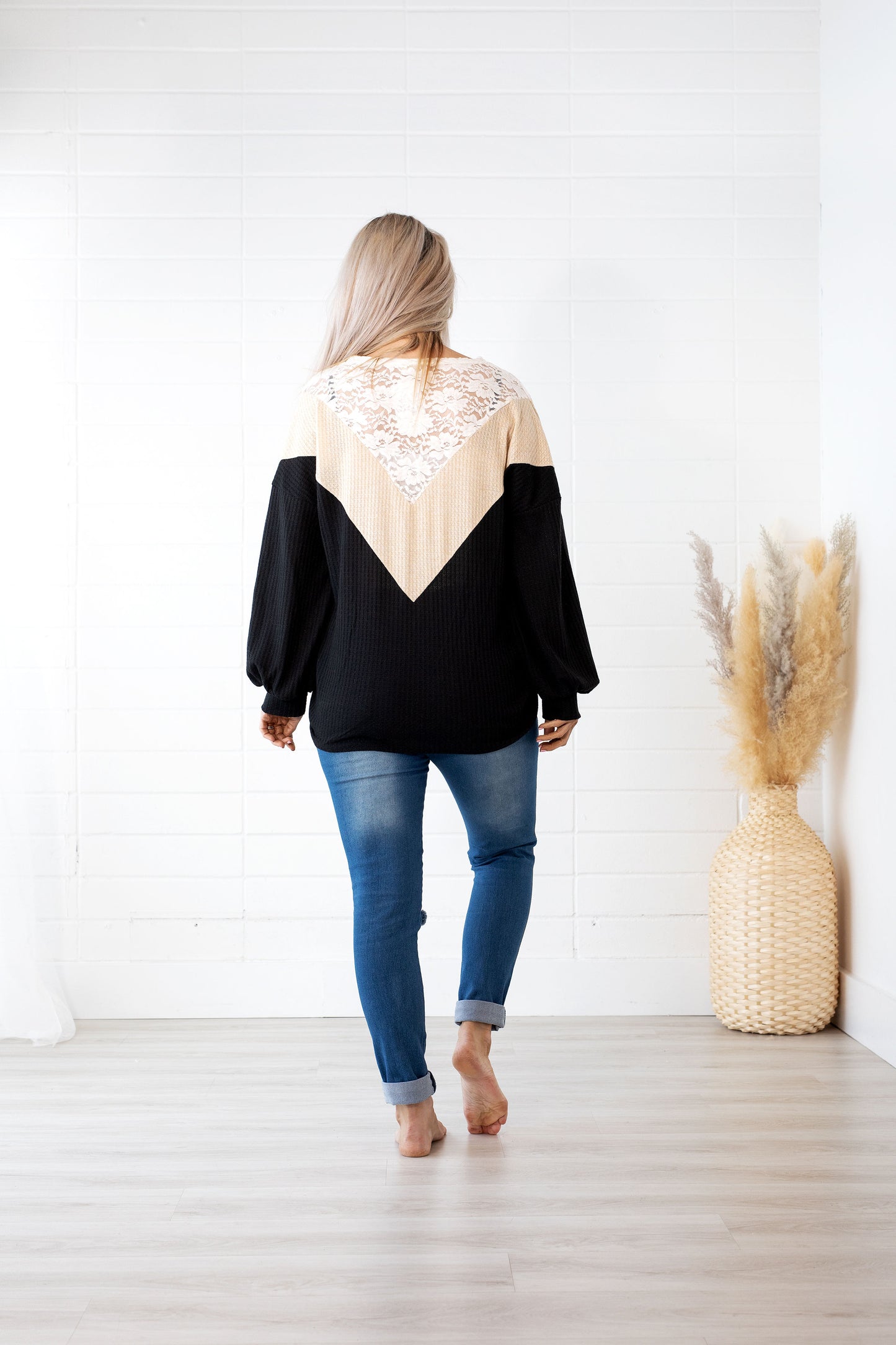 Lace Love Colour Block Lace Yoke Top