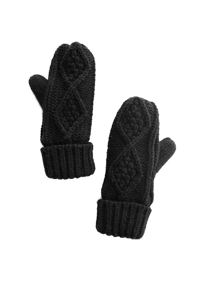 Black Fleece Lined Mittens