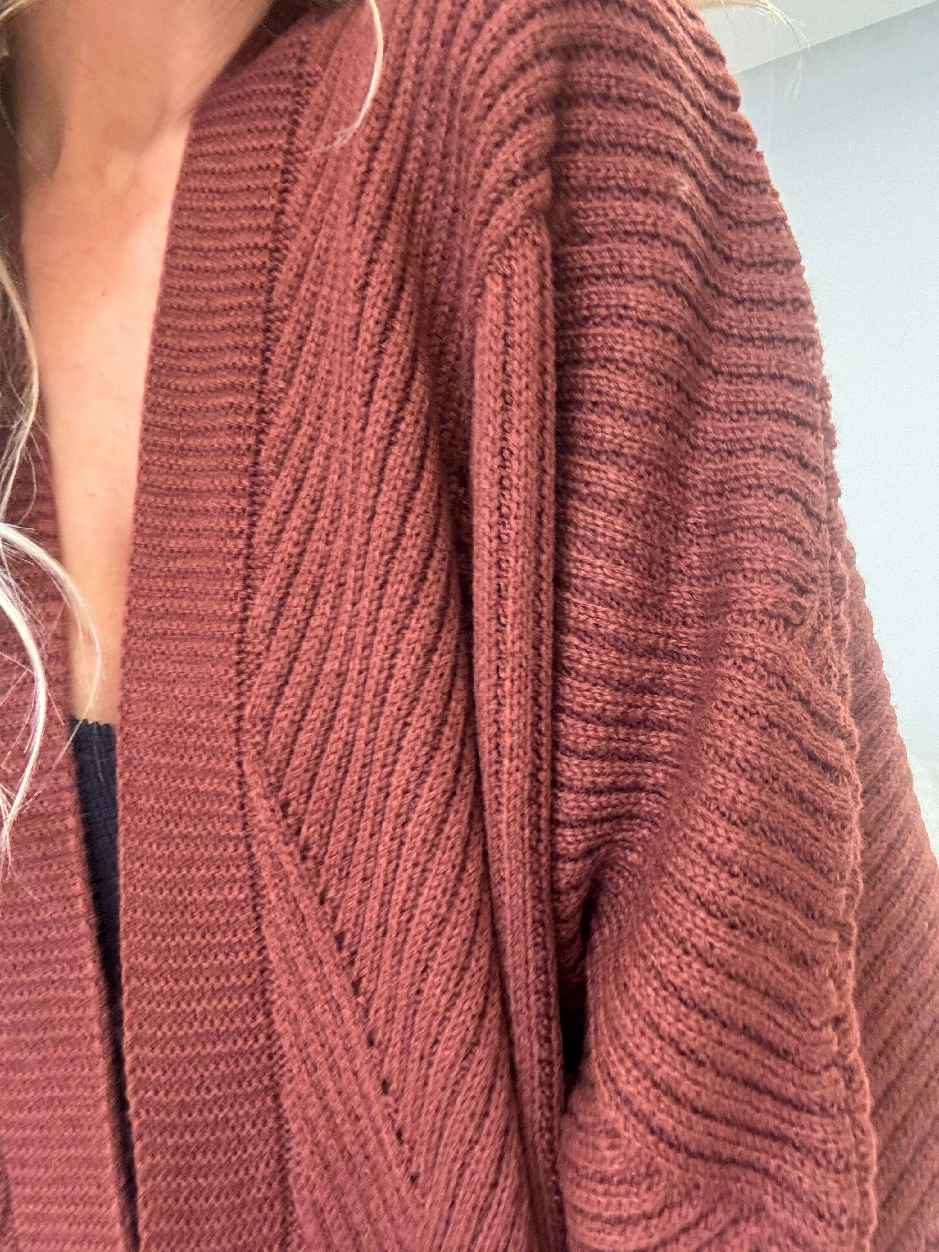 Evelyn Boho Chunky Cardigan-Rust
