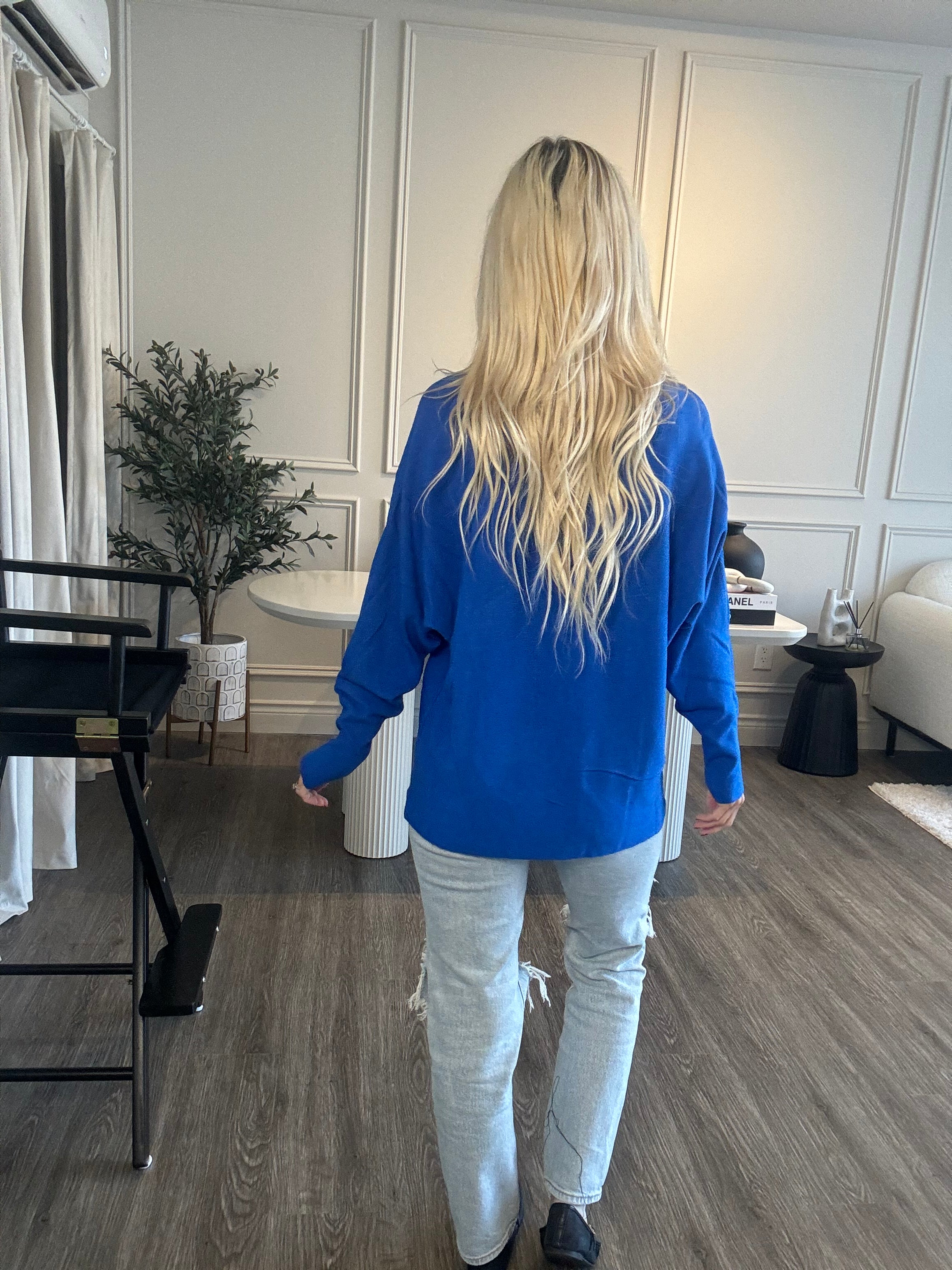 Madison Soft Batwing Sweater-Blue