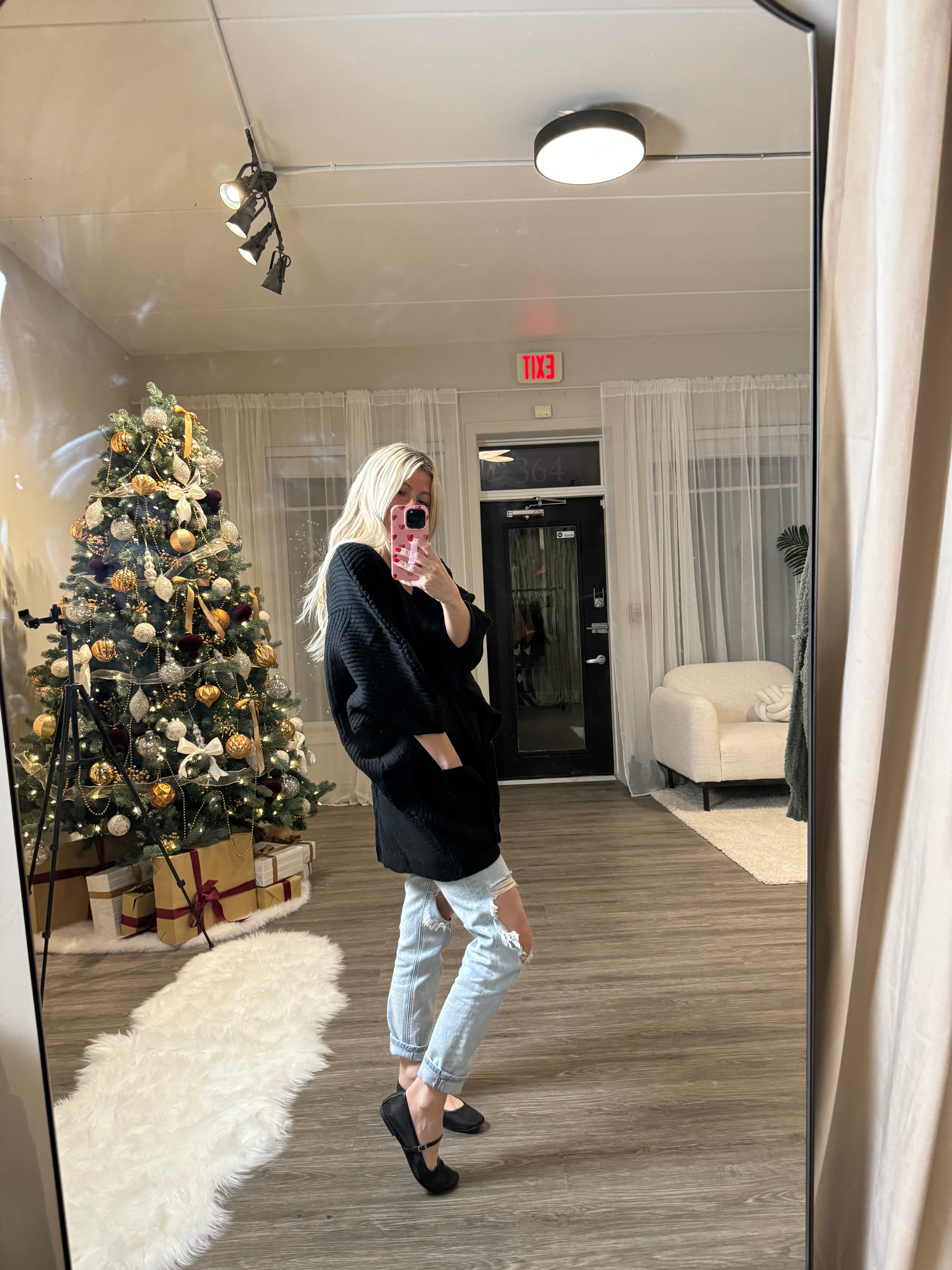 Black Boho Open Pocket Cardigan