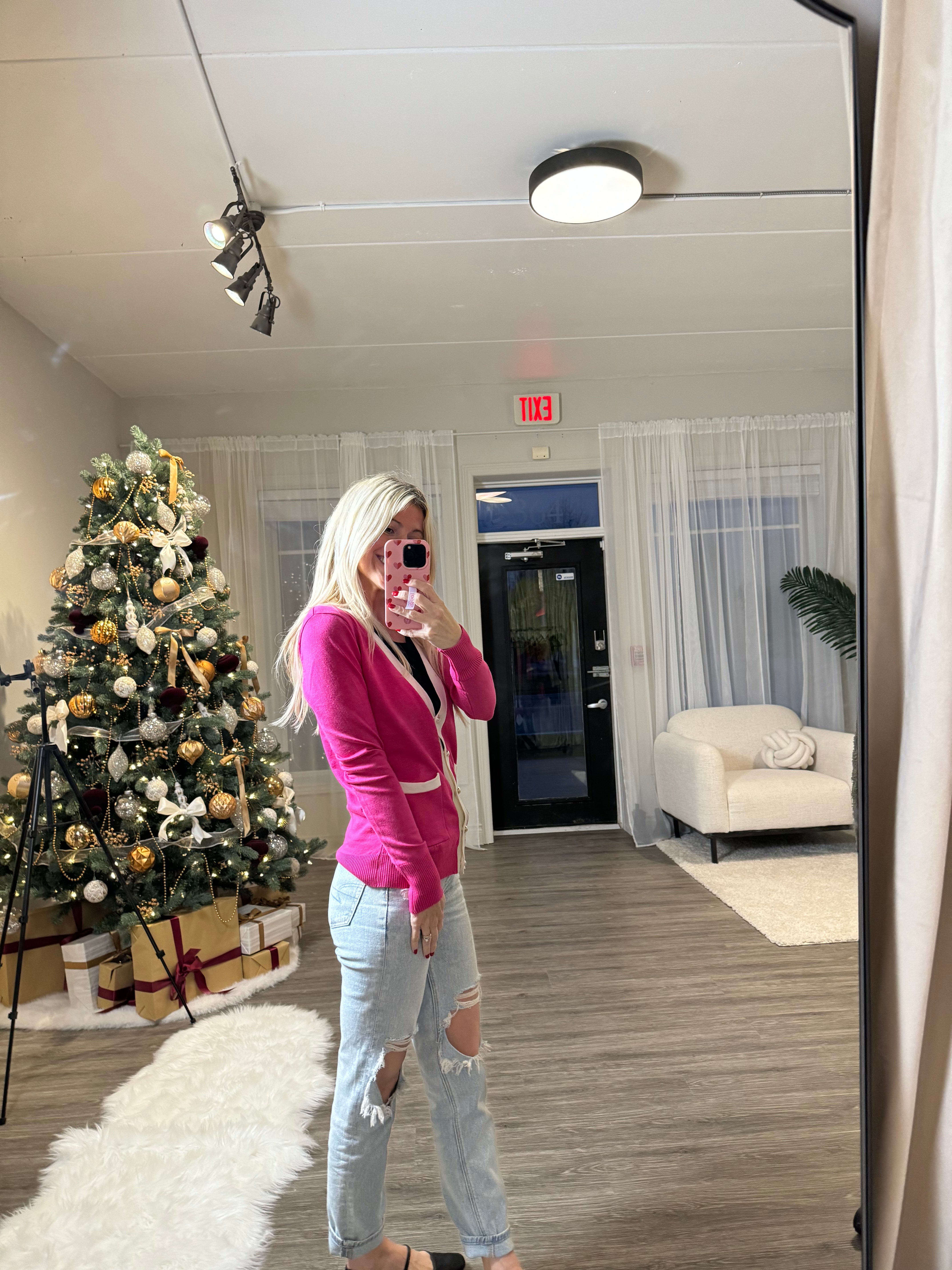 Pink Pearl Detail Cardigan-Promo