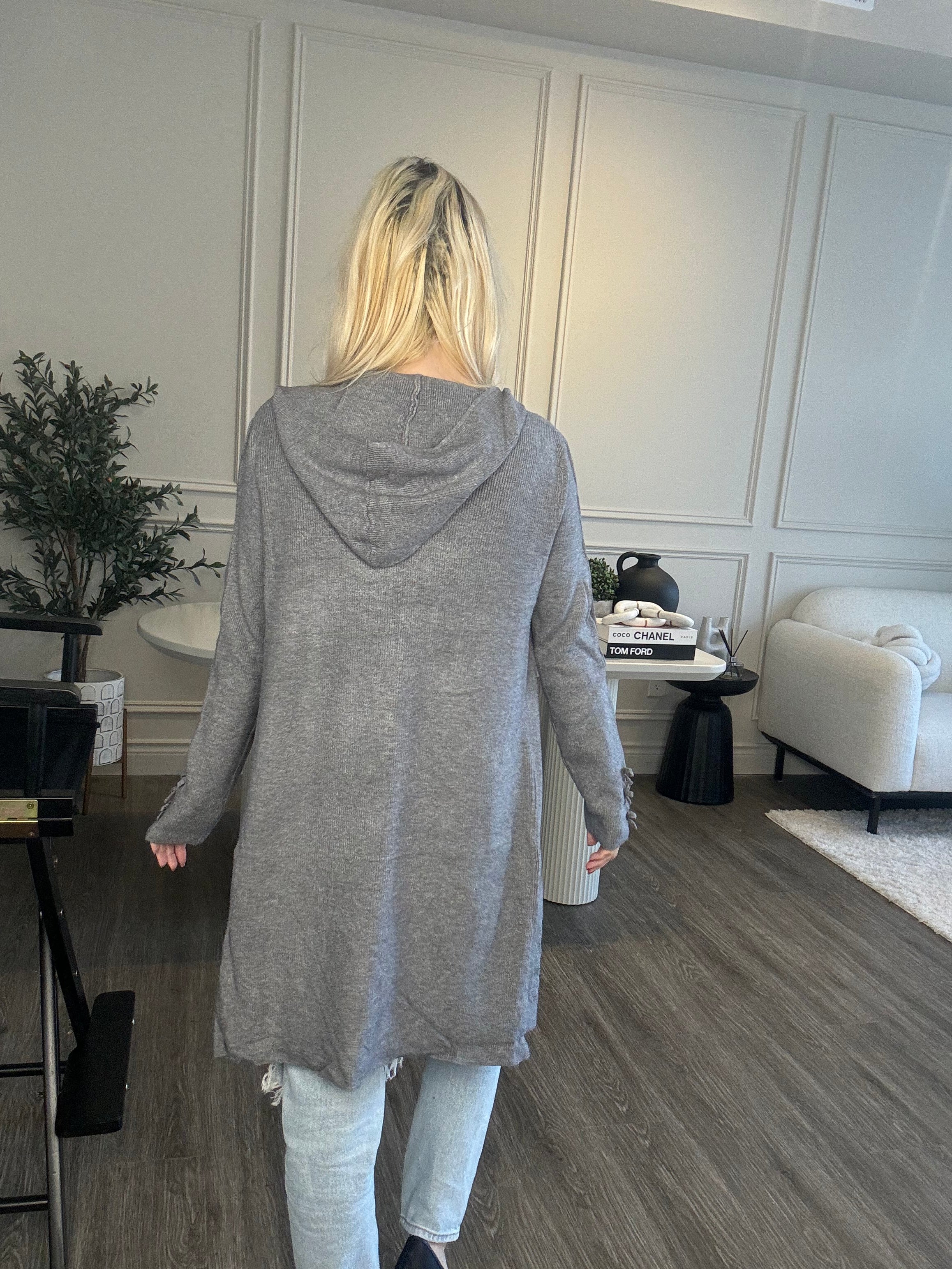 Sweet Trinity Grey Sparkle Details Cardigan