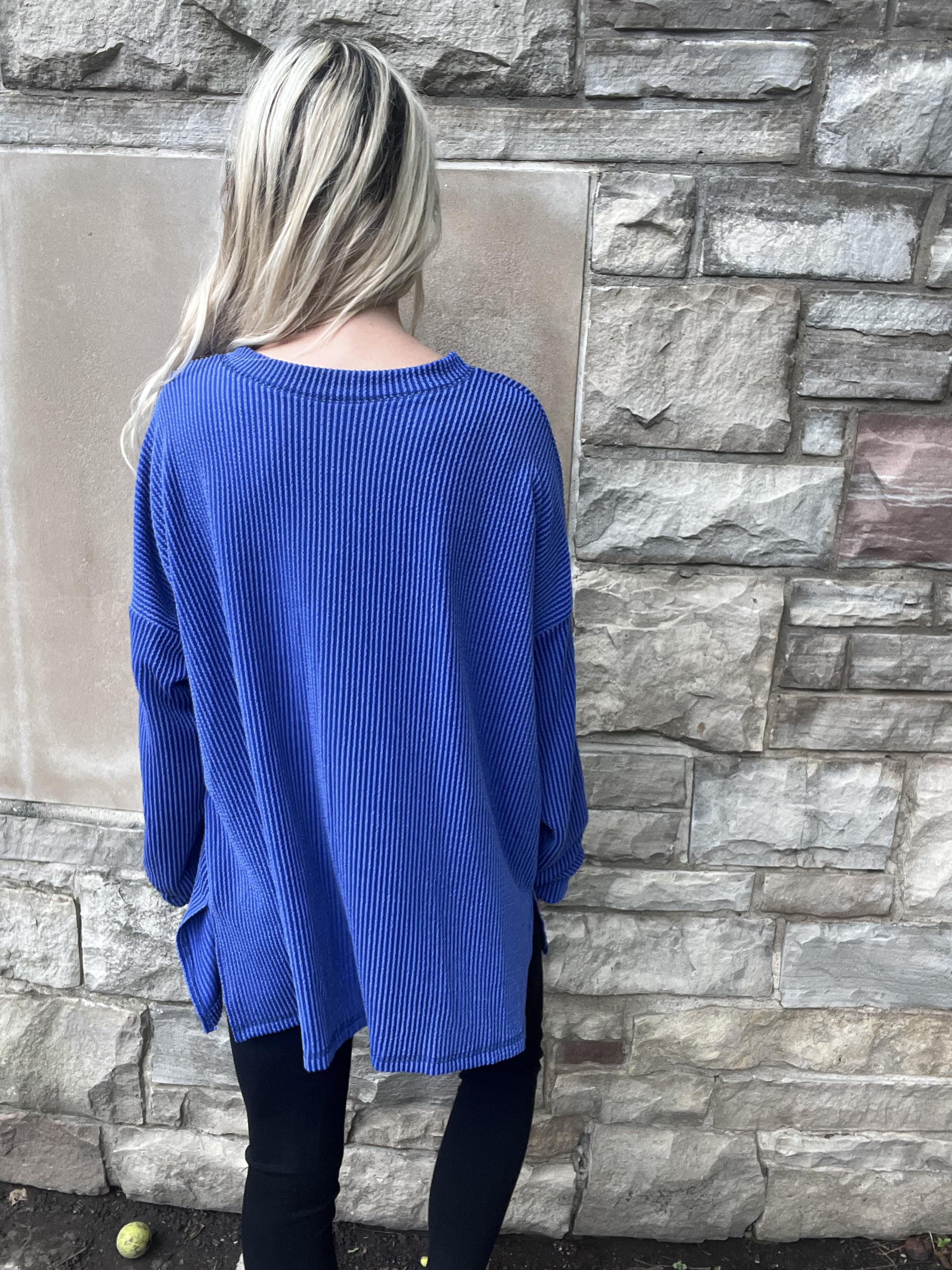 Vibrant Blue bobo Rib Knit Tunic