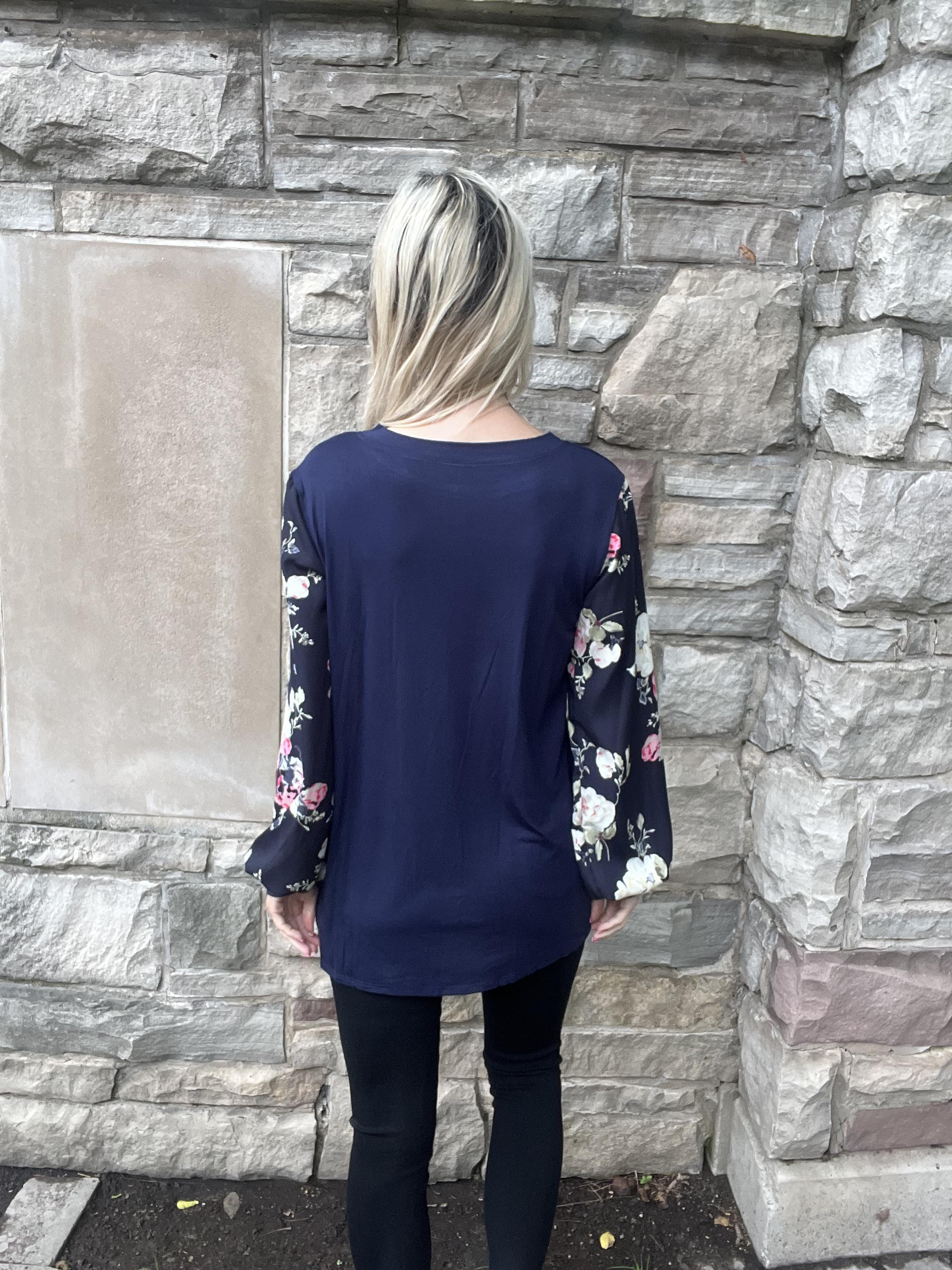 Navy Florals Forever Top-SALE
