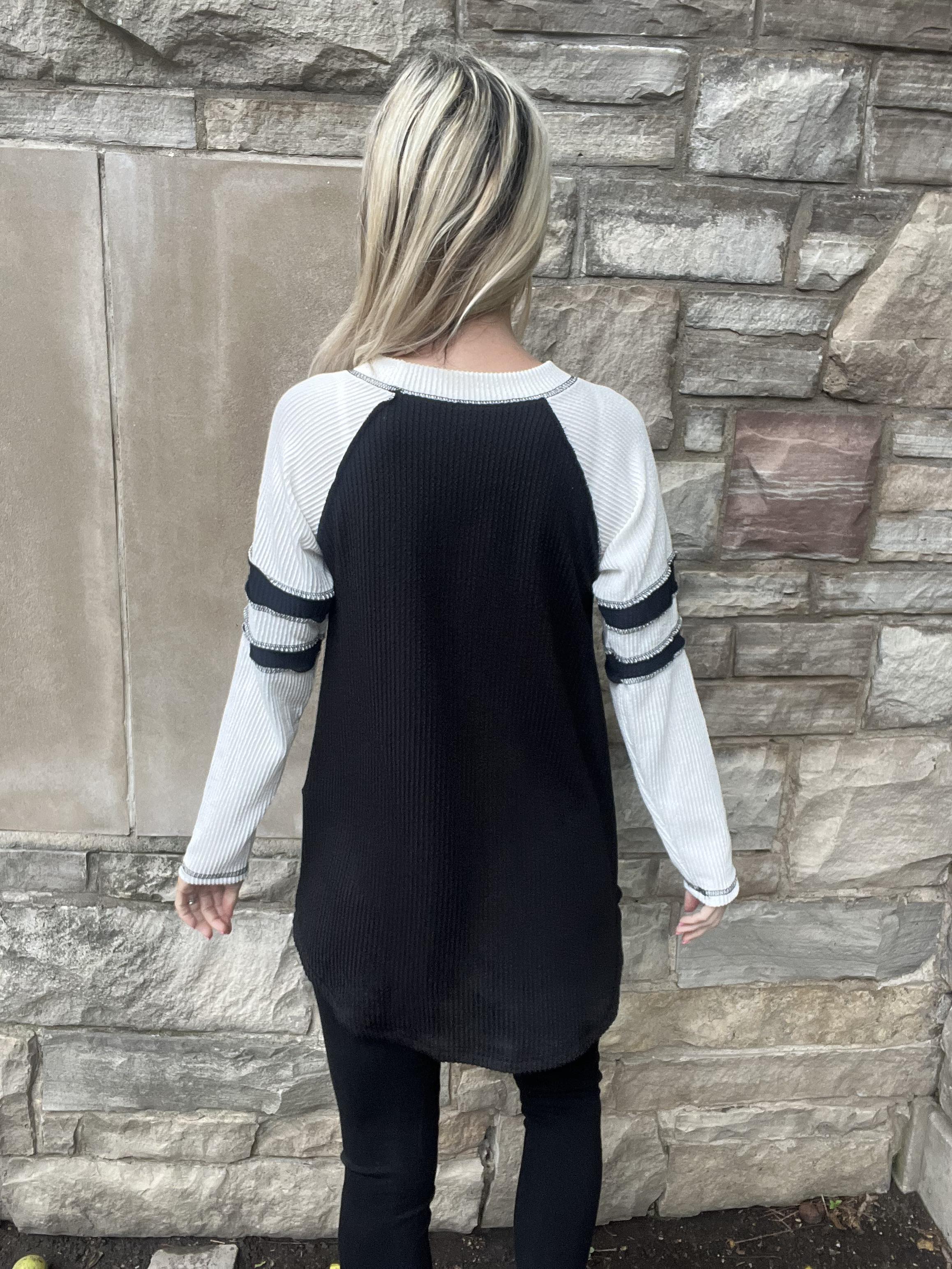 Baseball Waffle Tunic Top-SALE