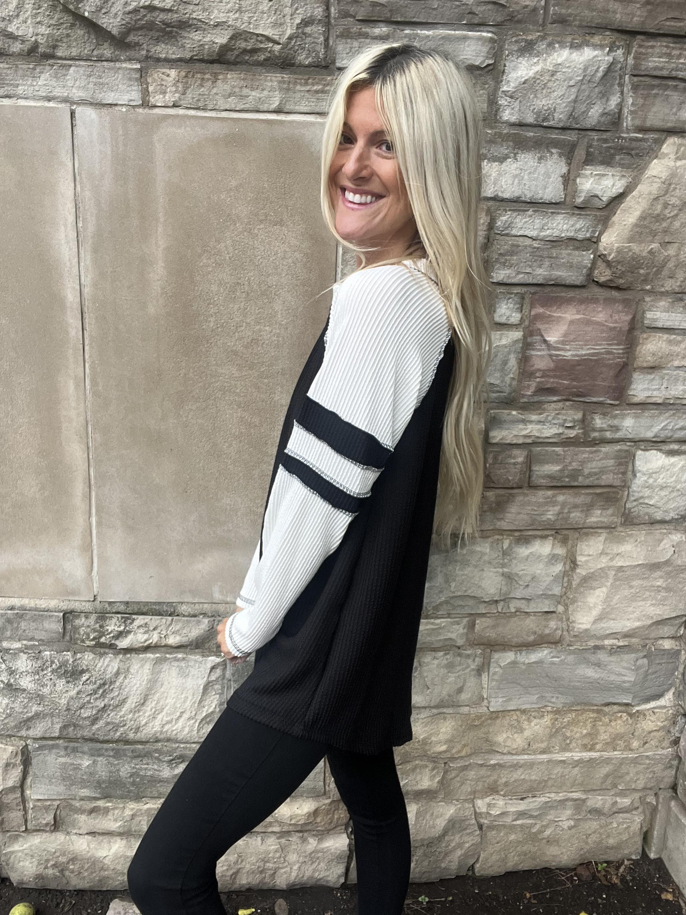Baseball Waffle Tunic Top-SALE