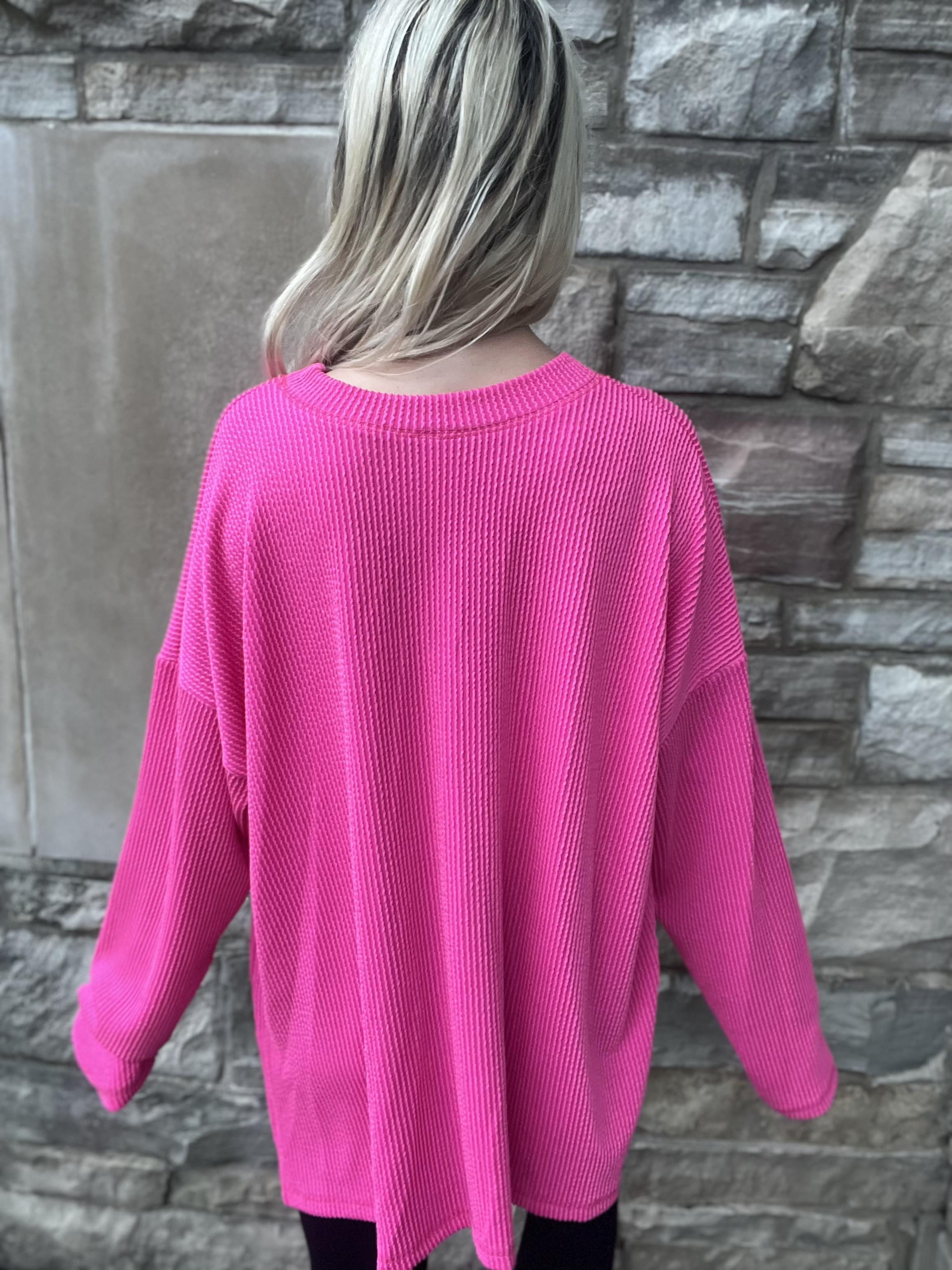 Vibrant Pink bobo Rib Knit Tunic