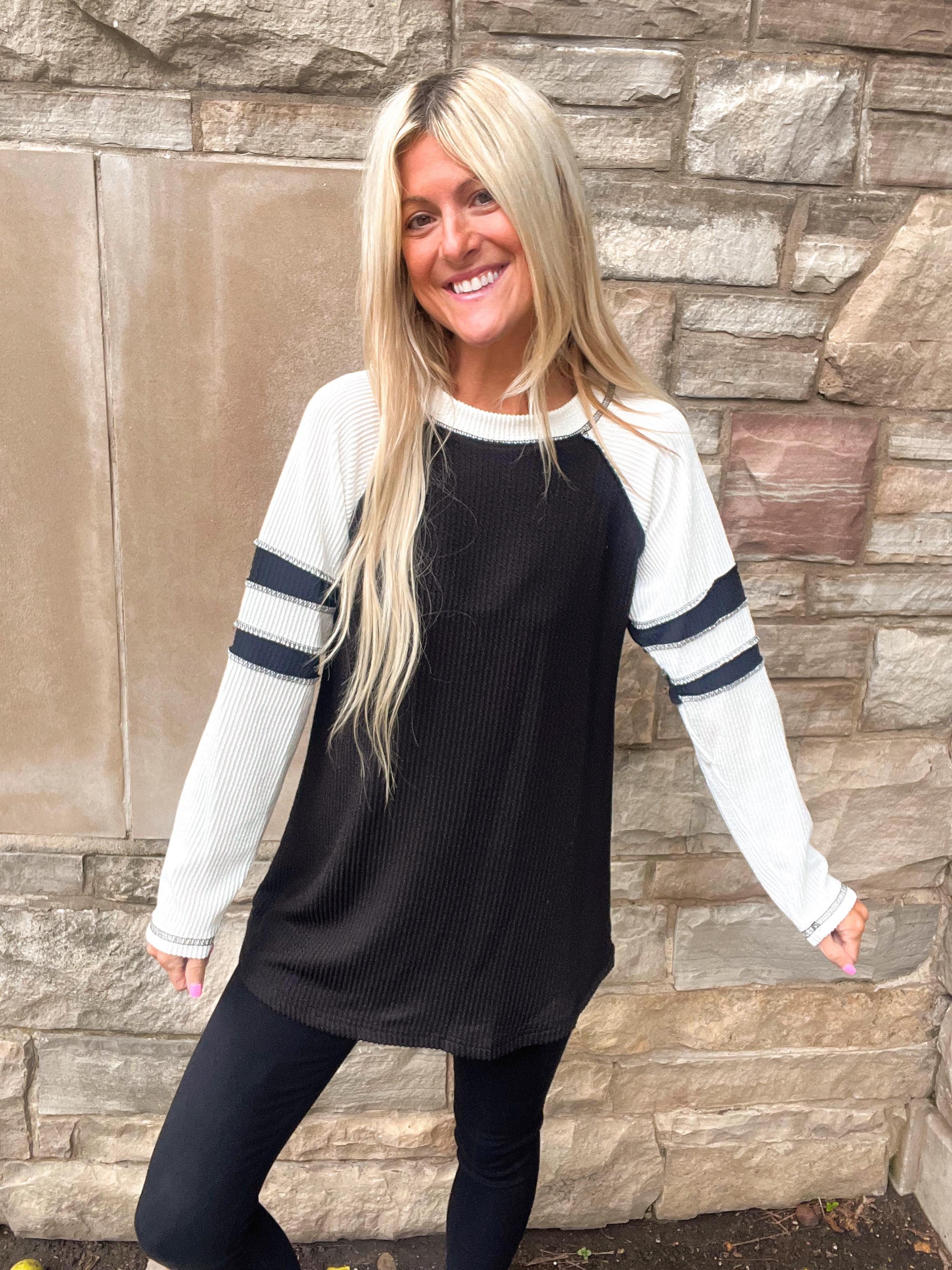 Baseball Waffle Tunic Top-SALE