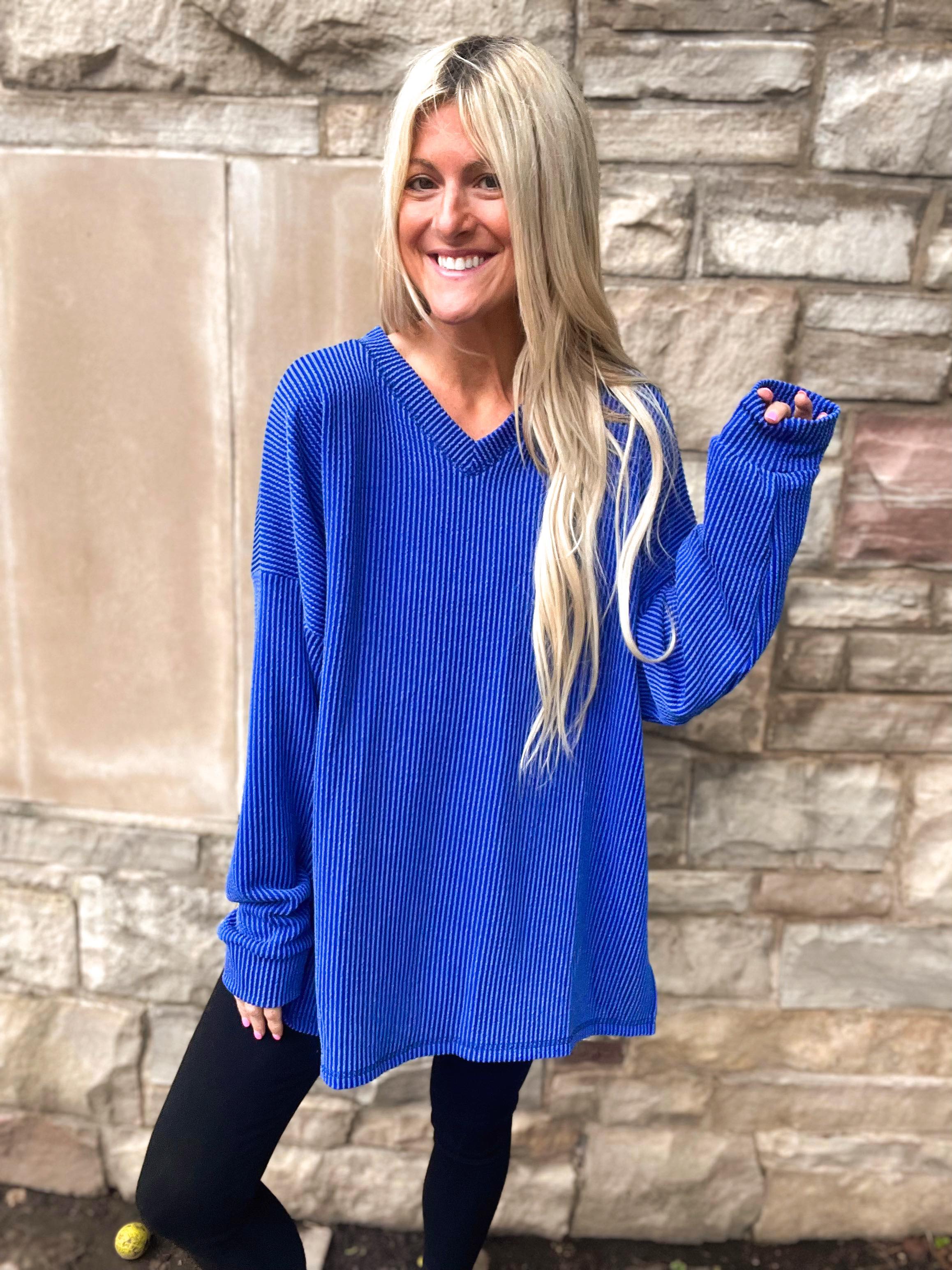 Vibrant Blue bobo Rib Knit Tunic