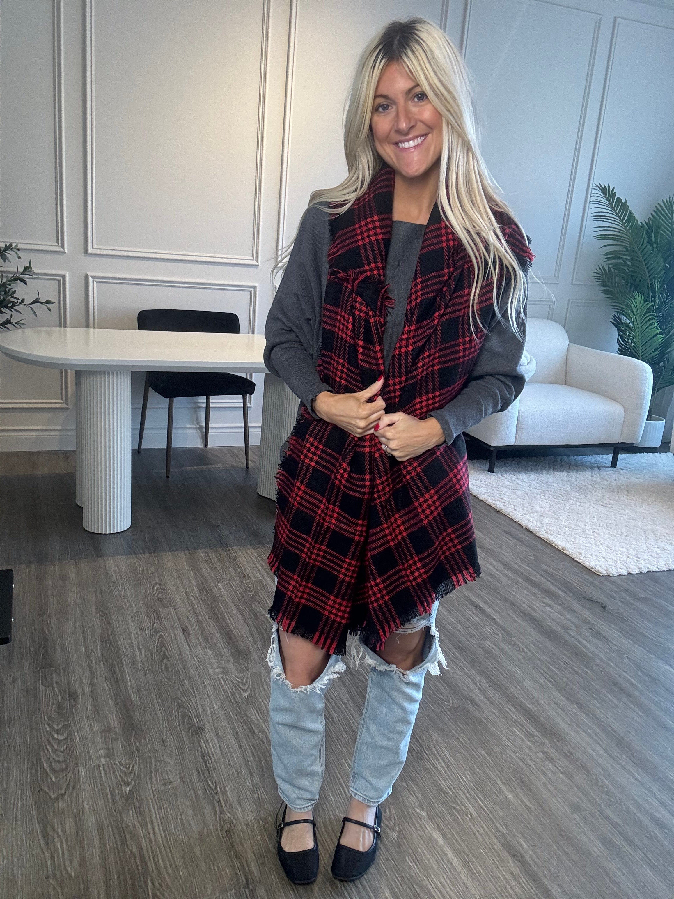 Cozy Classy Always Scarf-Red Black Mix