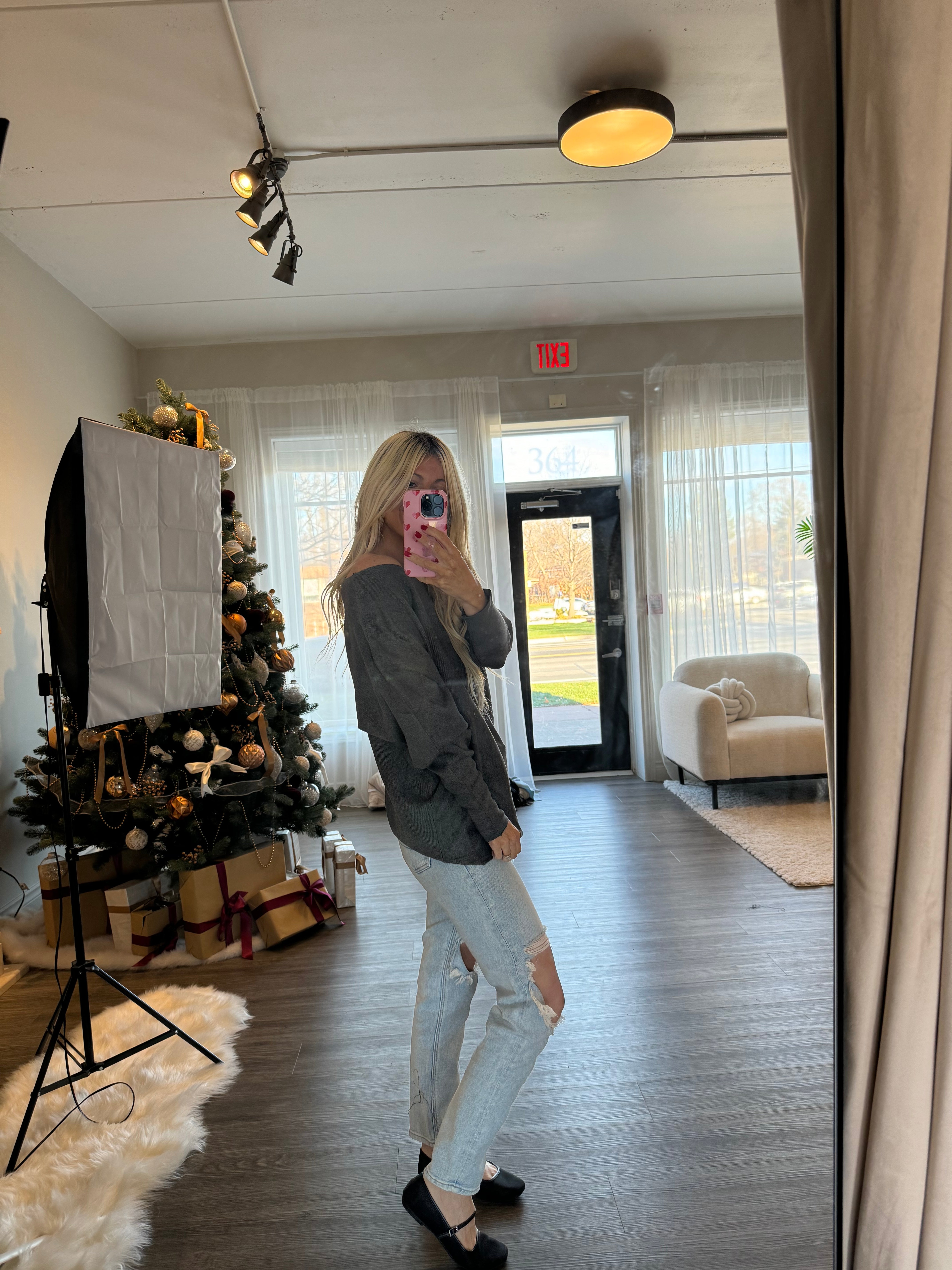 Madison Soft Batwing Sweater-Grey