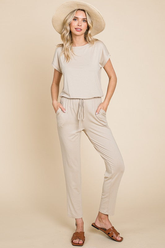 Sand Soft Boat Neck Jumpsuit