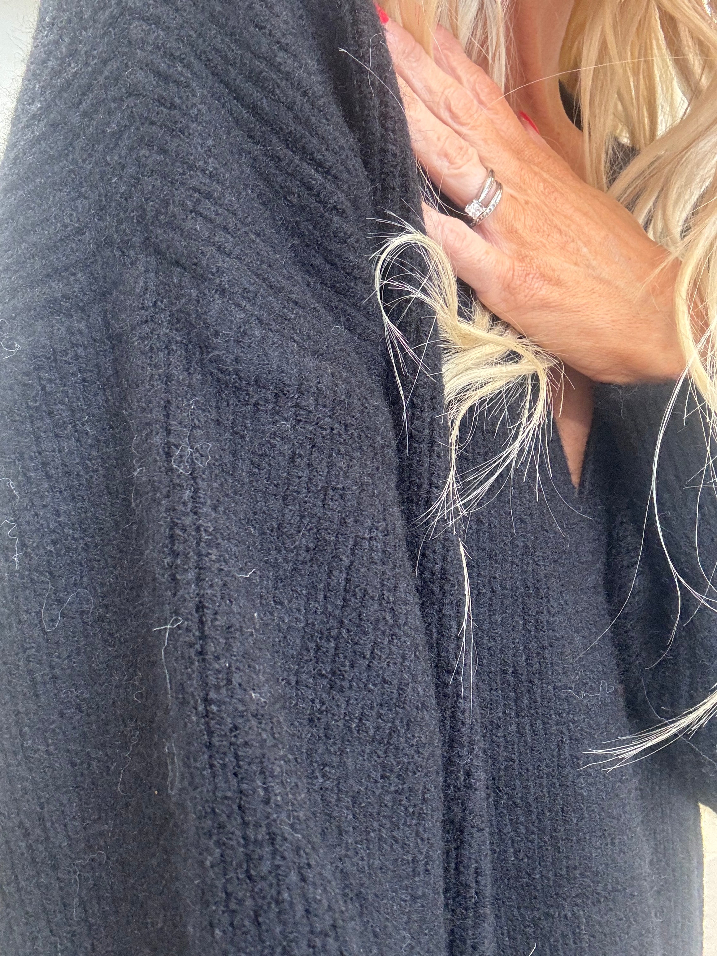 Dreamers Knit Open Cardigan-Black