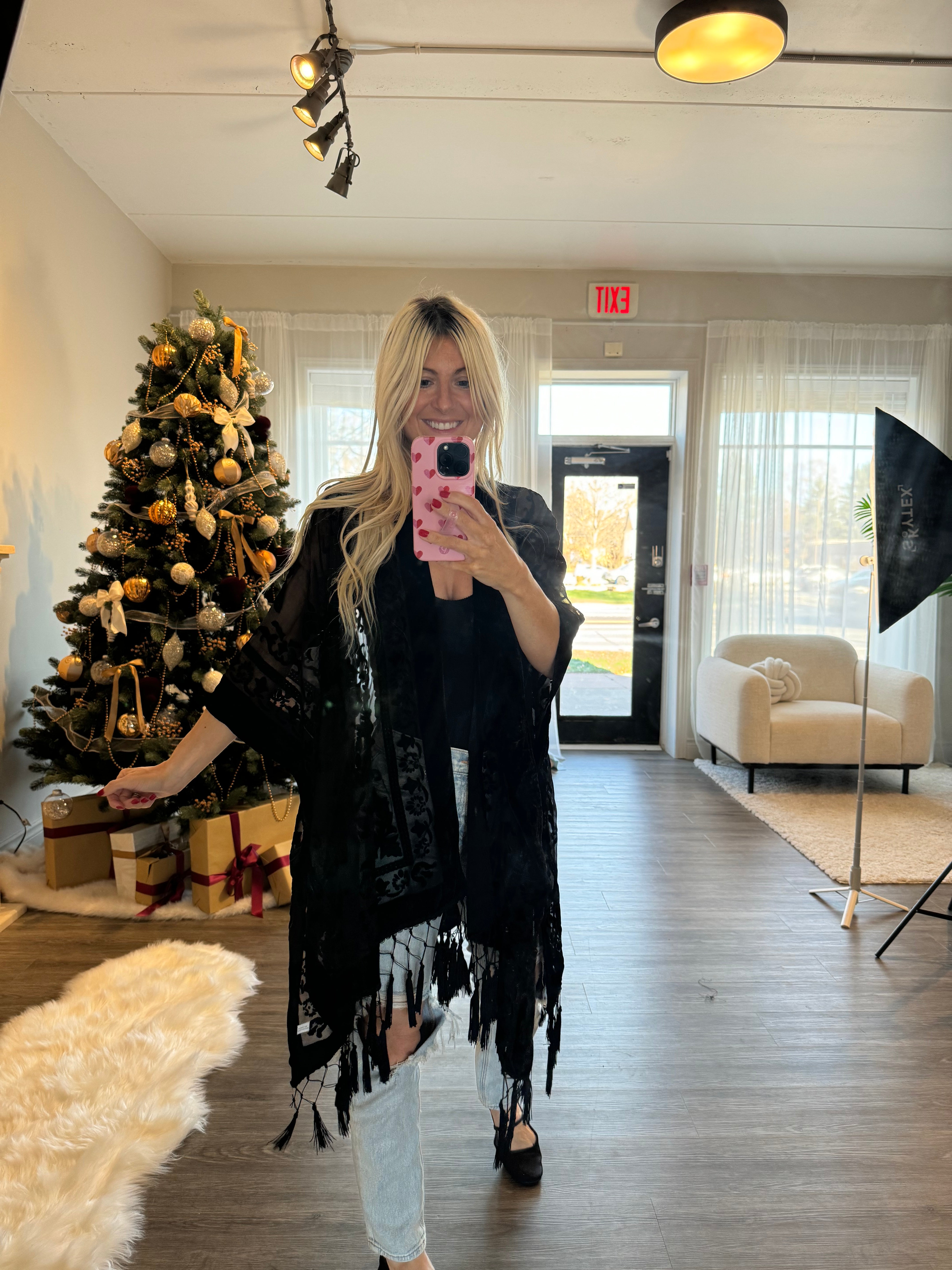 Black Classy Velvet Kimono-Promo