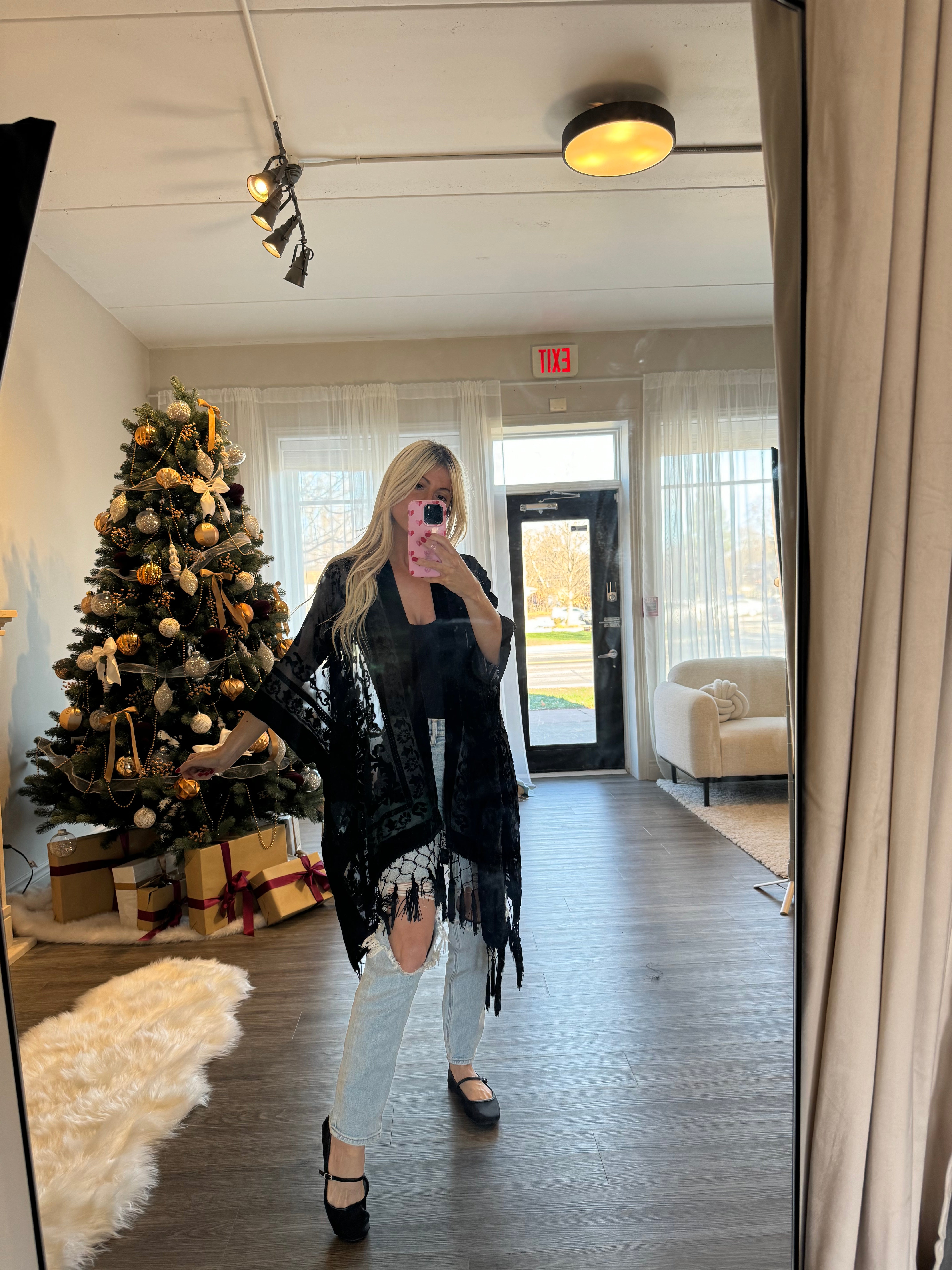 Black Classy Velvet Kimono-Promo