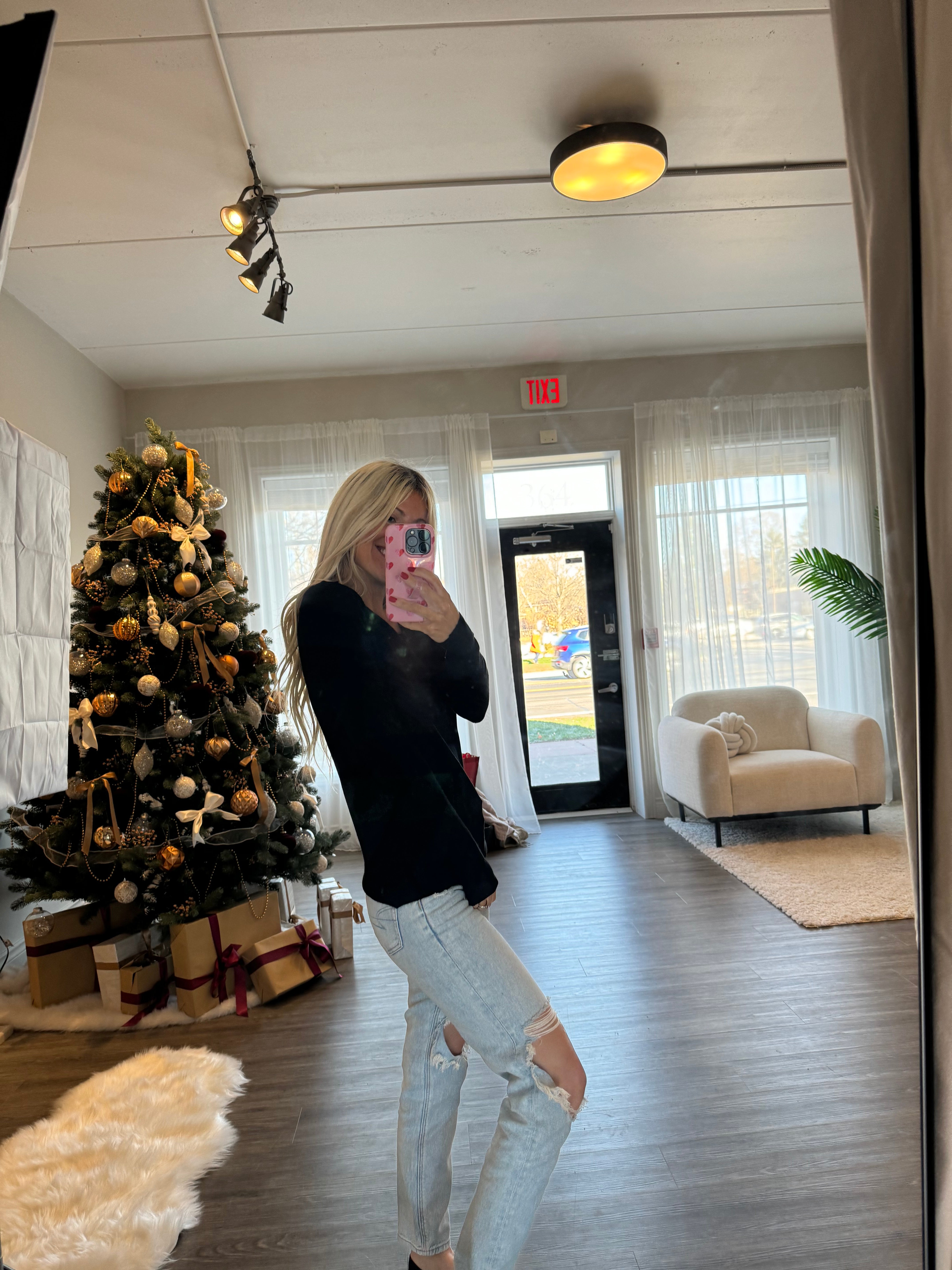 Soft Telia Black Fitted V Neck Sweater