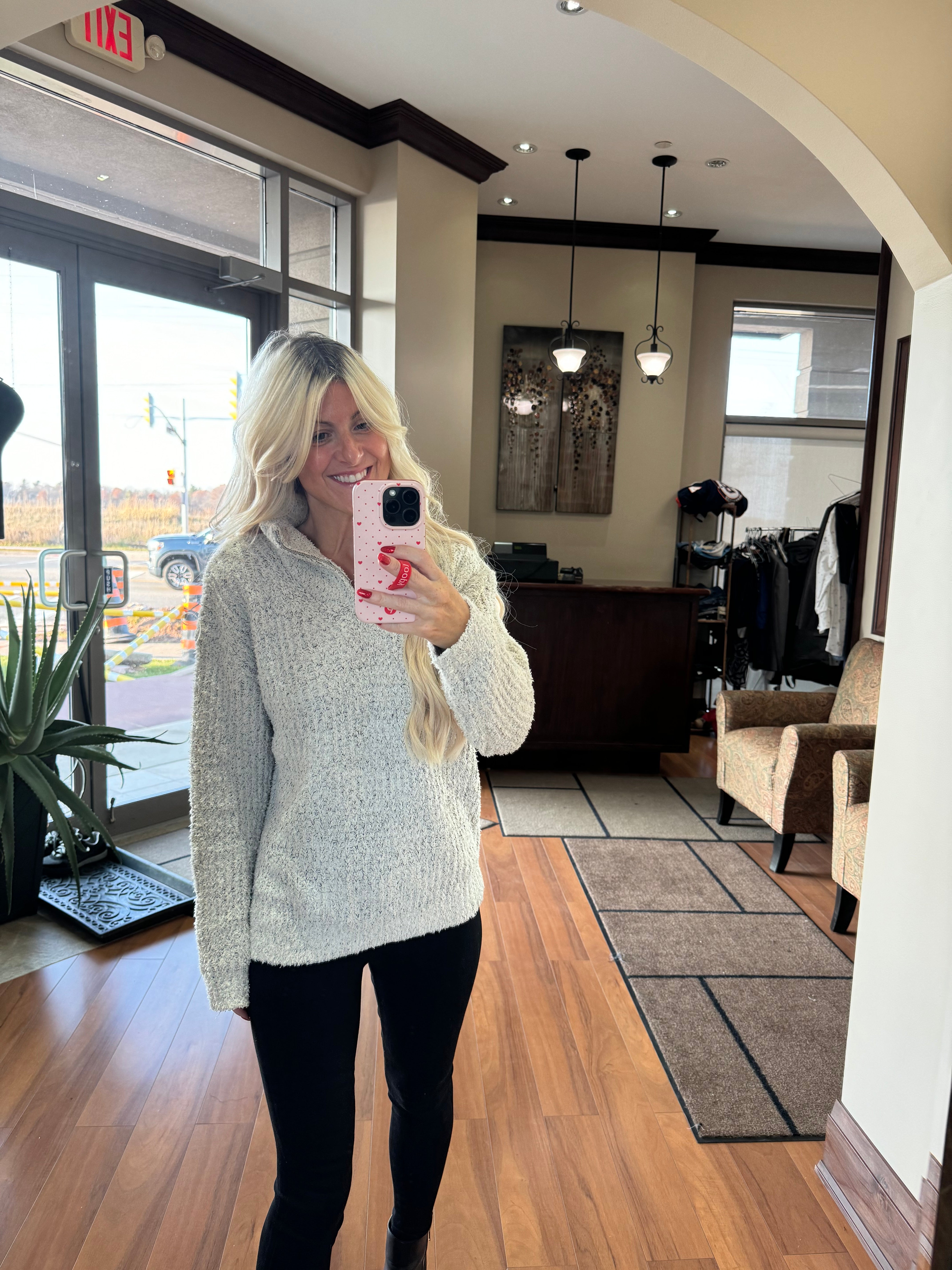 Marshmallow Cozy Half Zip