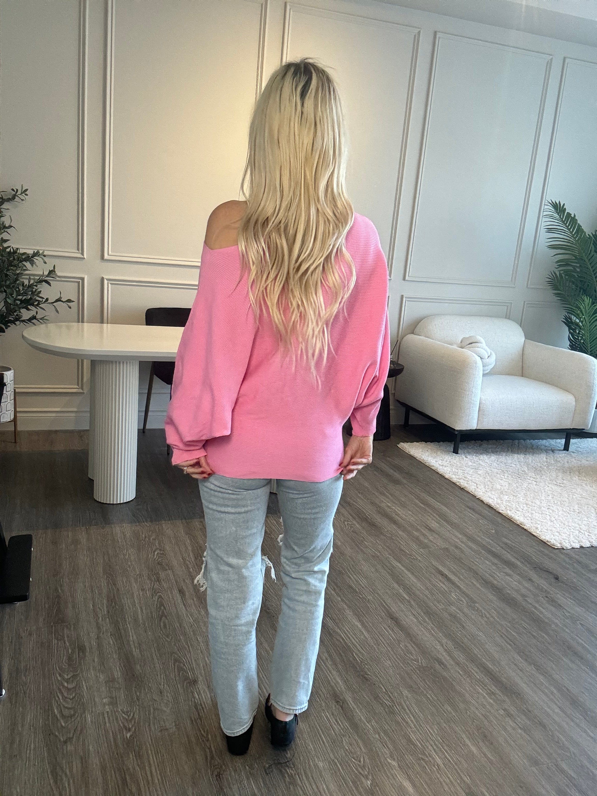 Pink Sara Dolman Sleeve Sweater