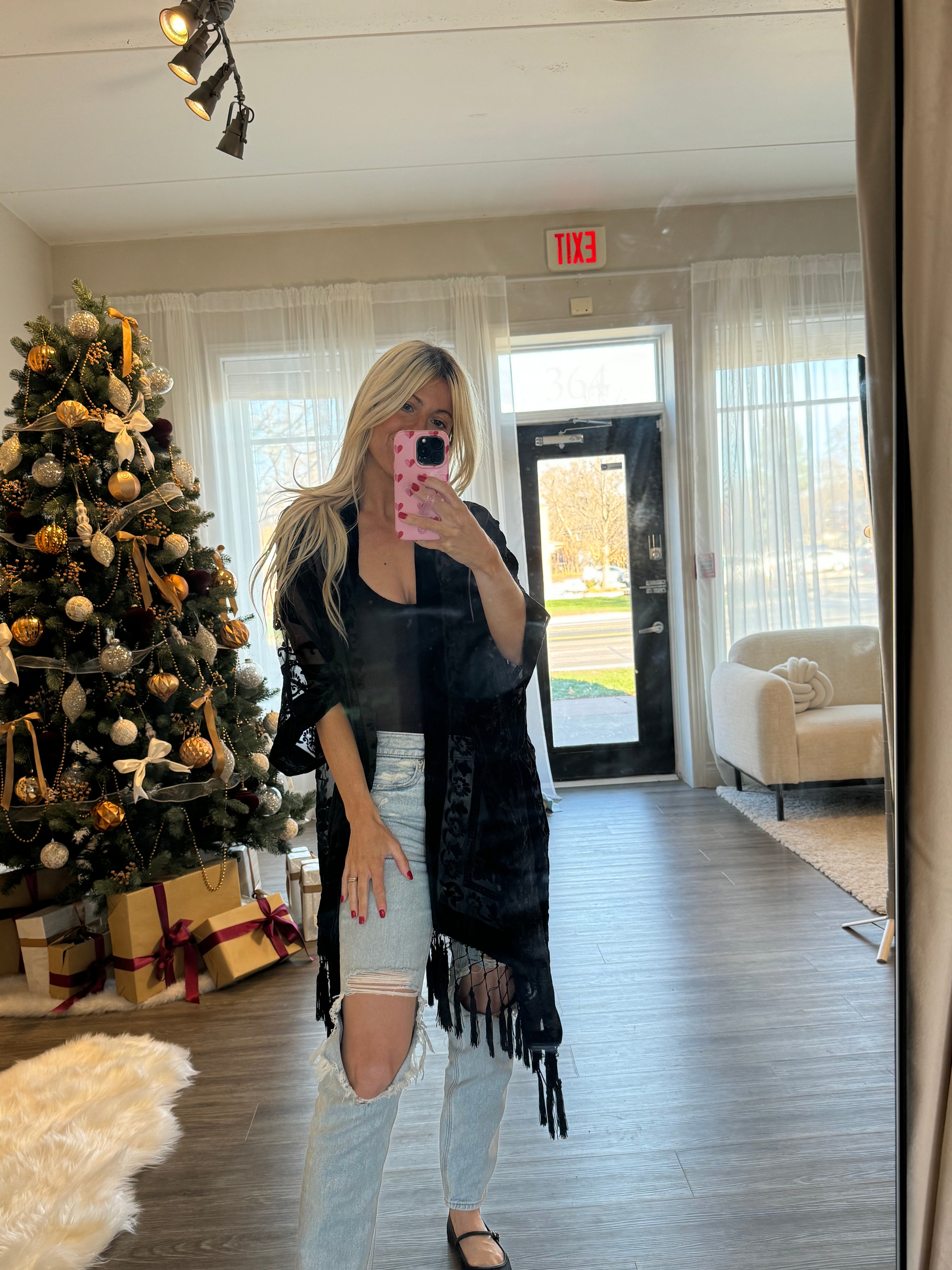 Black Classy Velvet Kimono-Promo