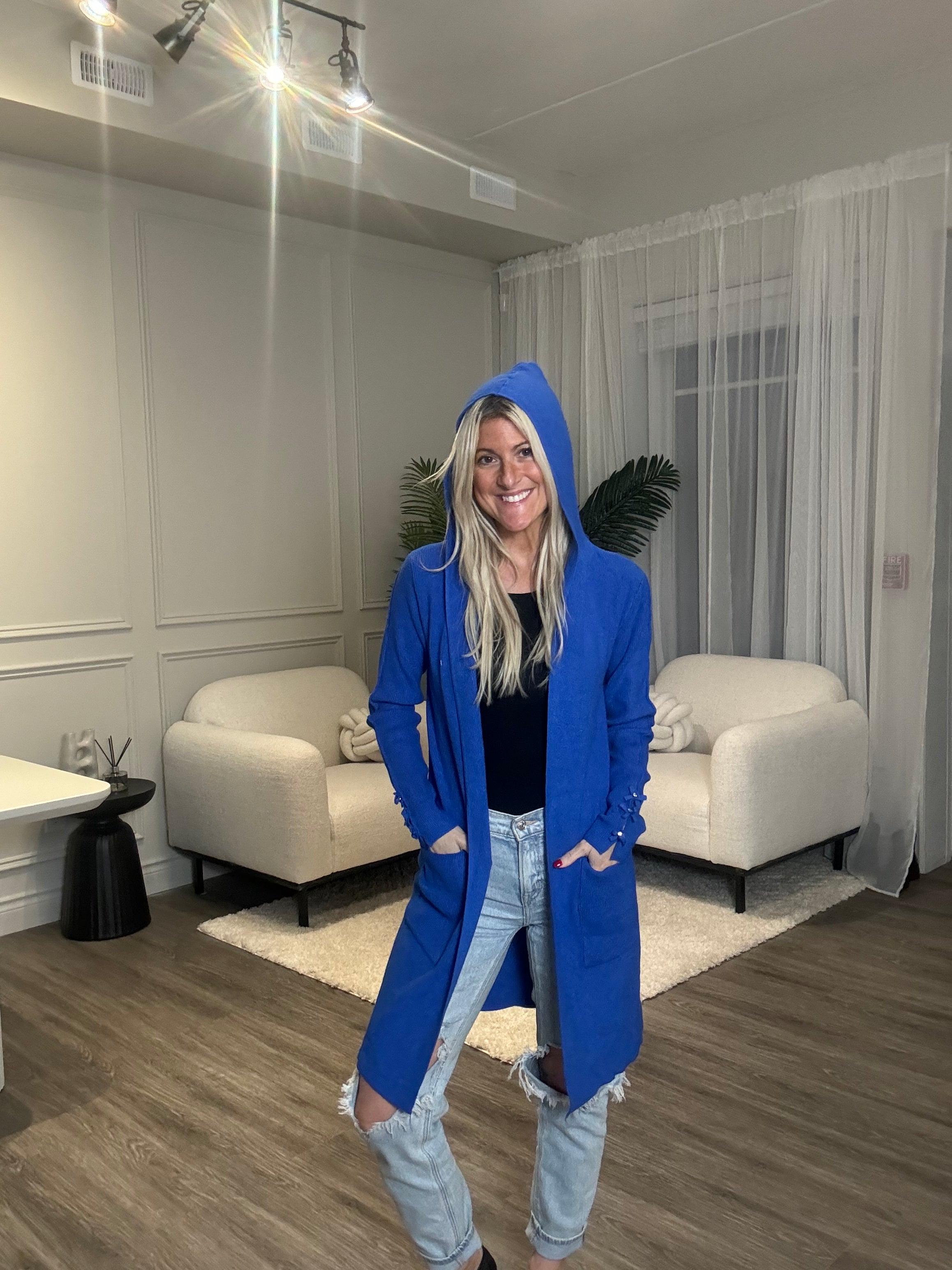 Pre Order Sweet Trinity Blue Sparkle Details Cardigan