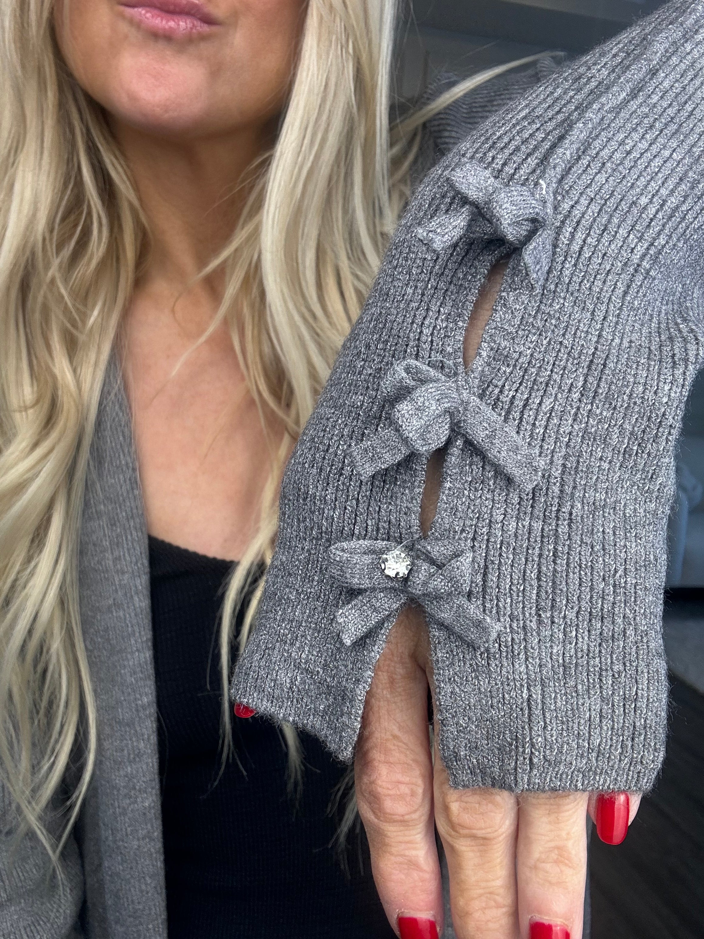 Sweet Trinity Grey Sparkle Details Cardigan