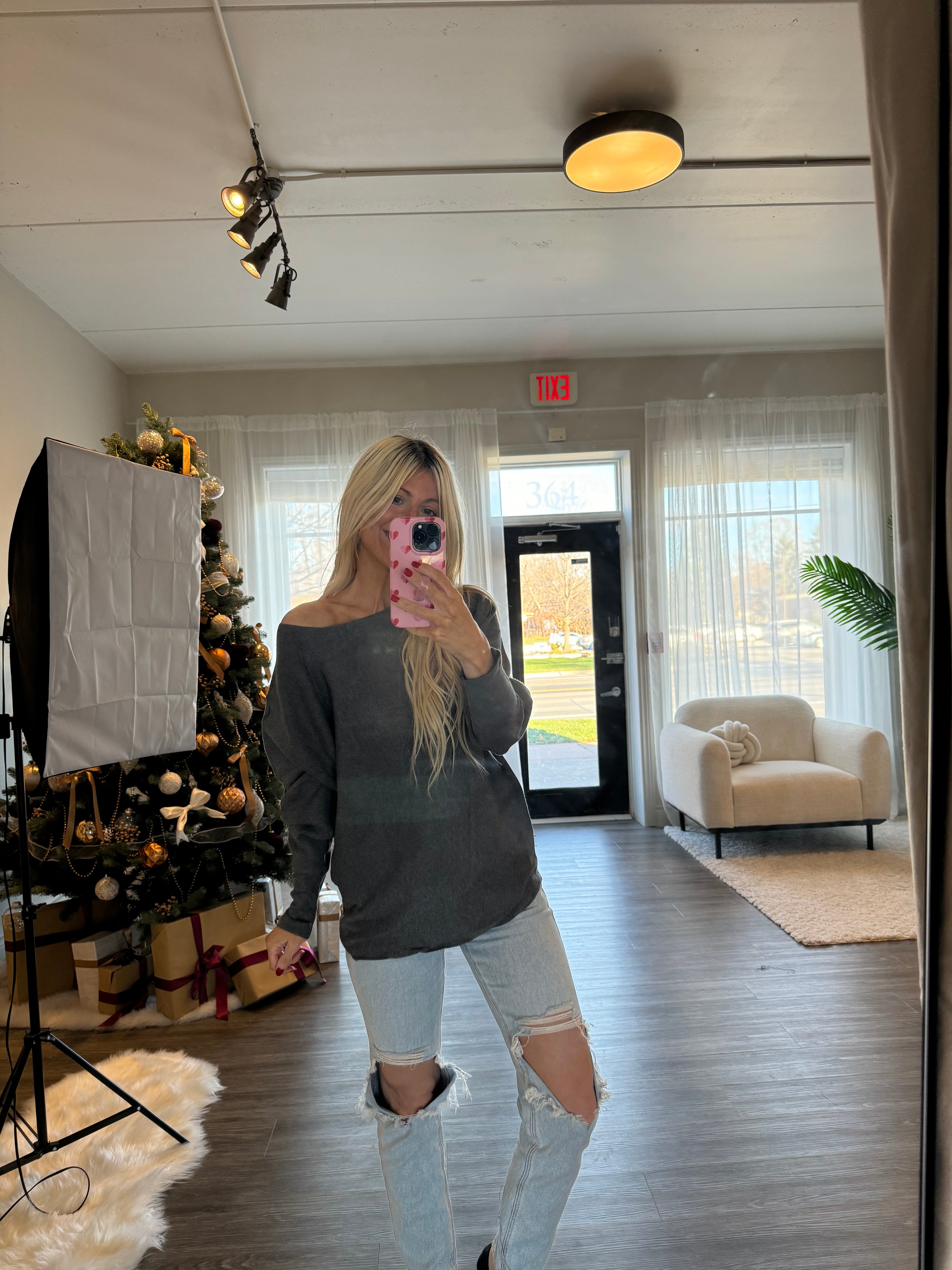 Madison Soft Batwing Sweater-Grey