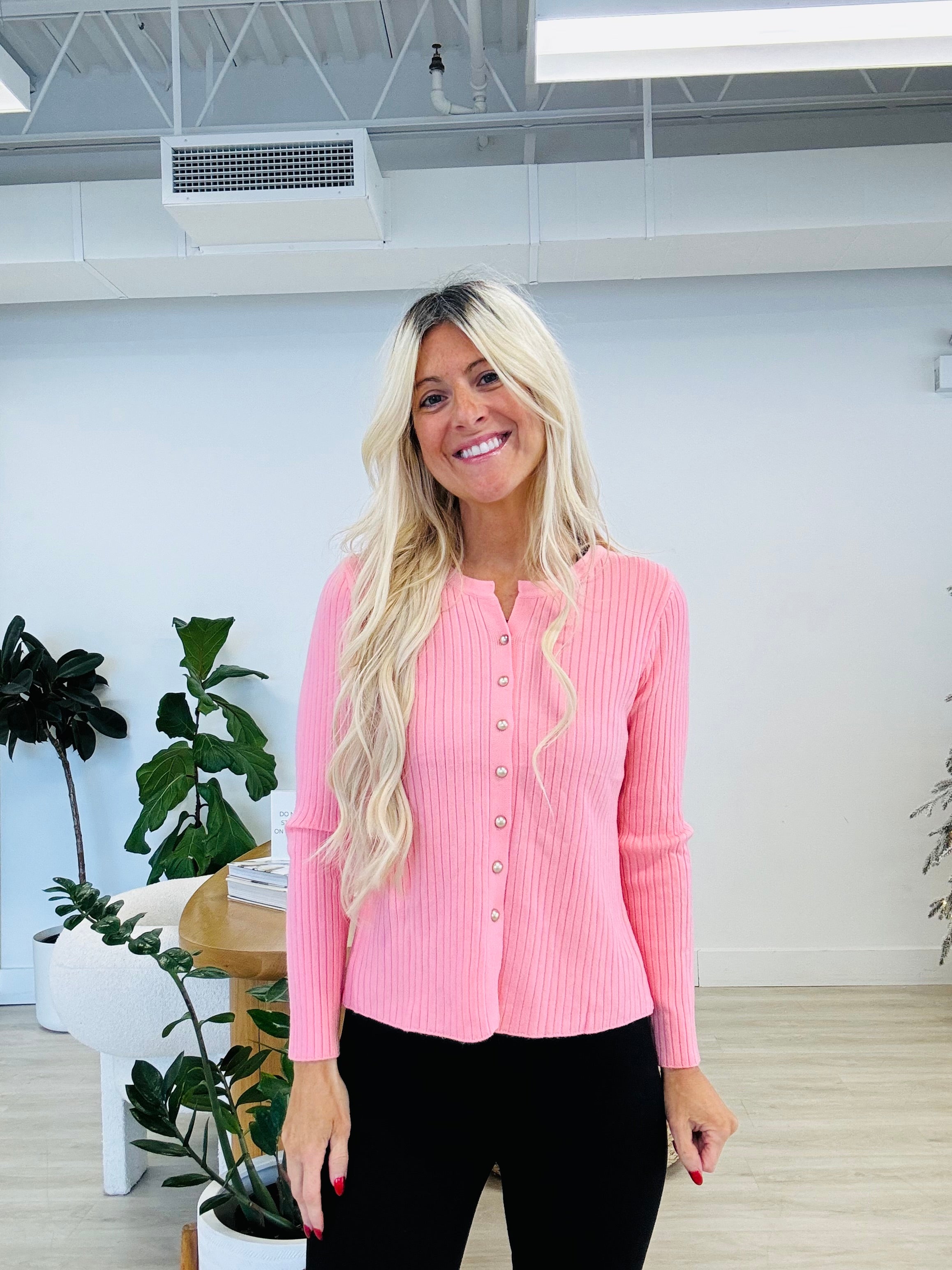 Soft Charli Cardigan Sweater -Pink