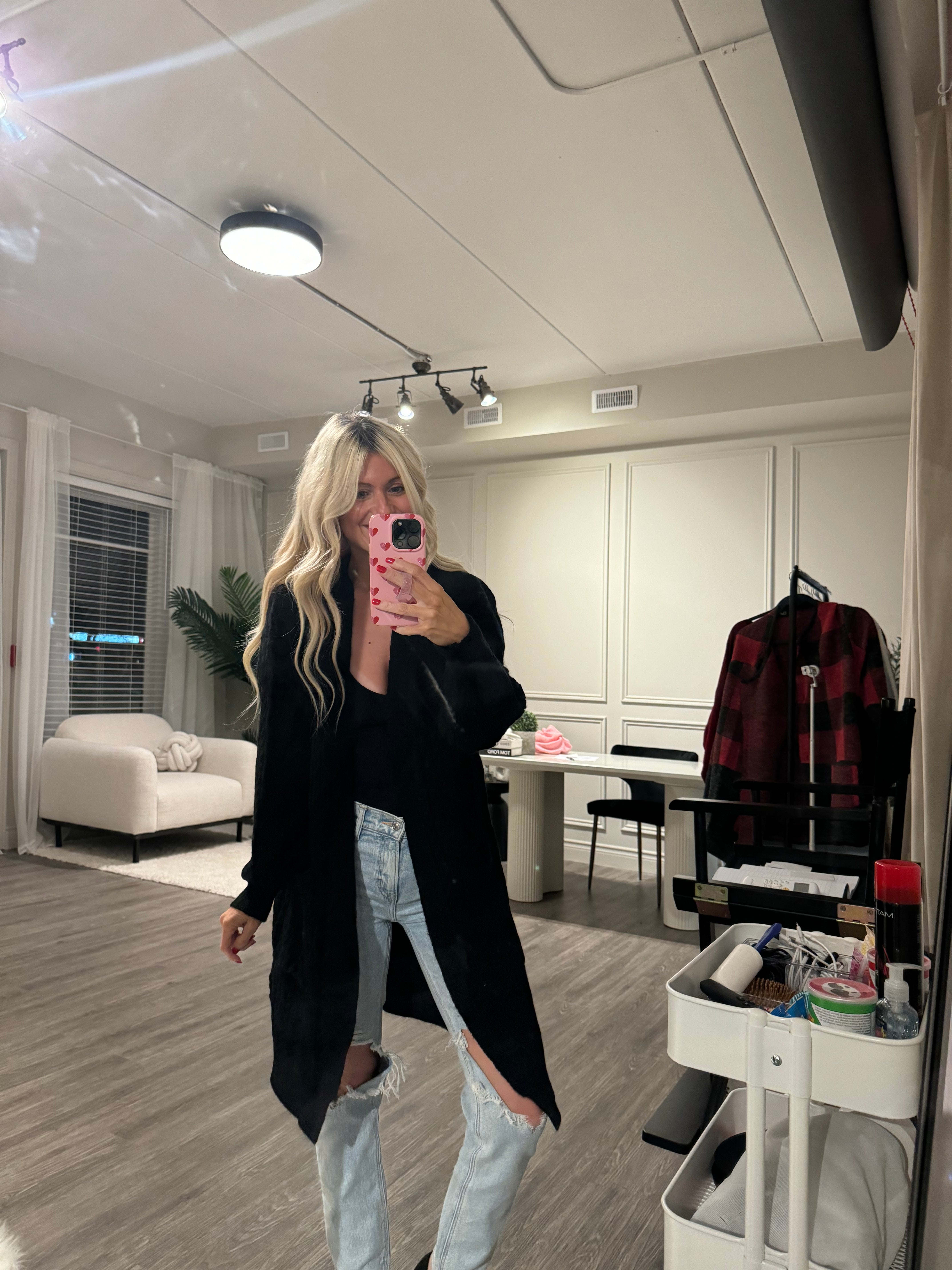 Sia Cable Knit Cardigan -Black-SALE