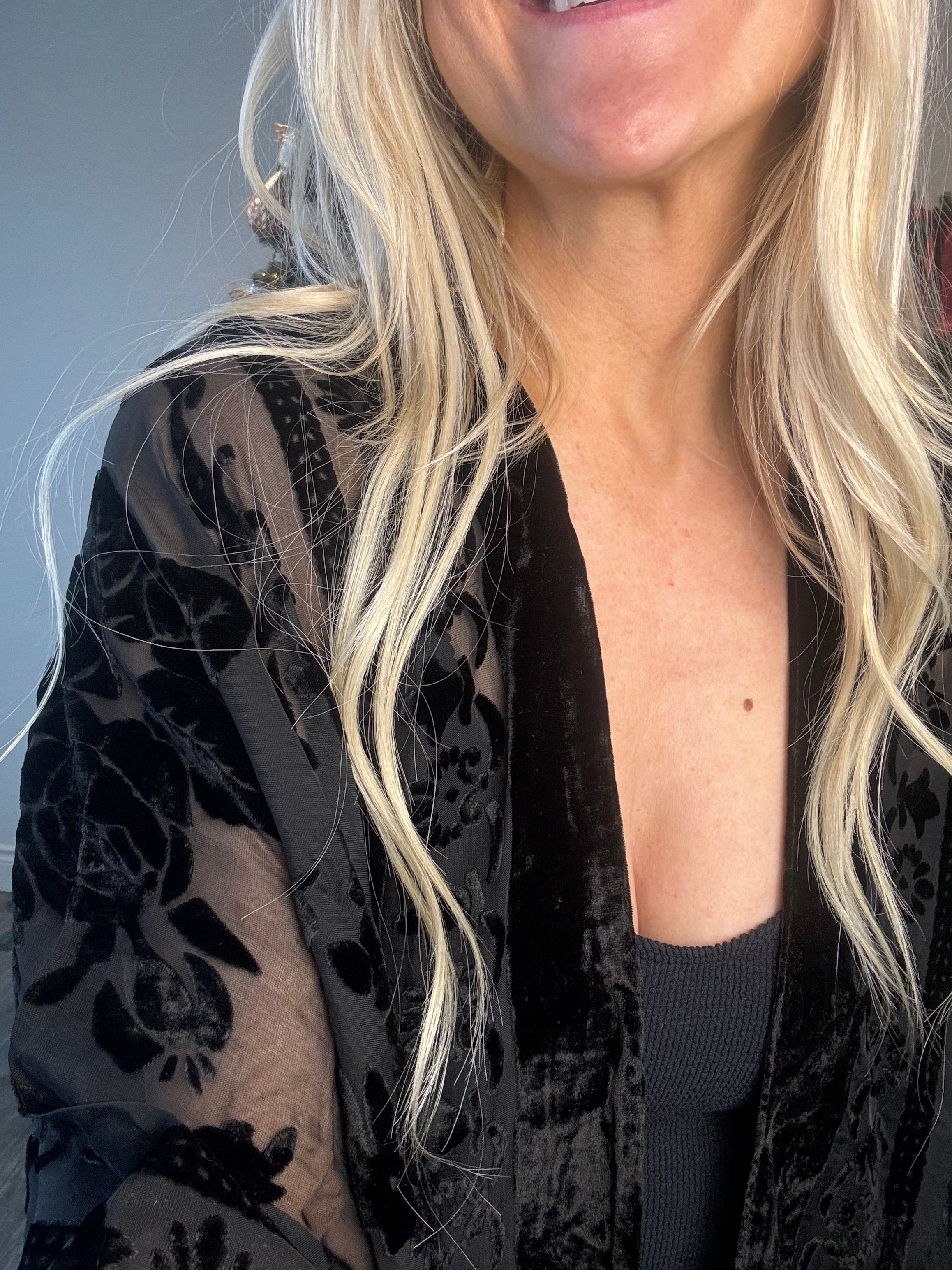 Black Classy Velvet Kimono-Promo