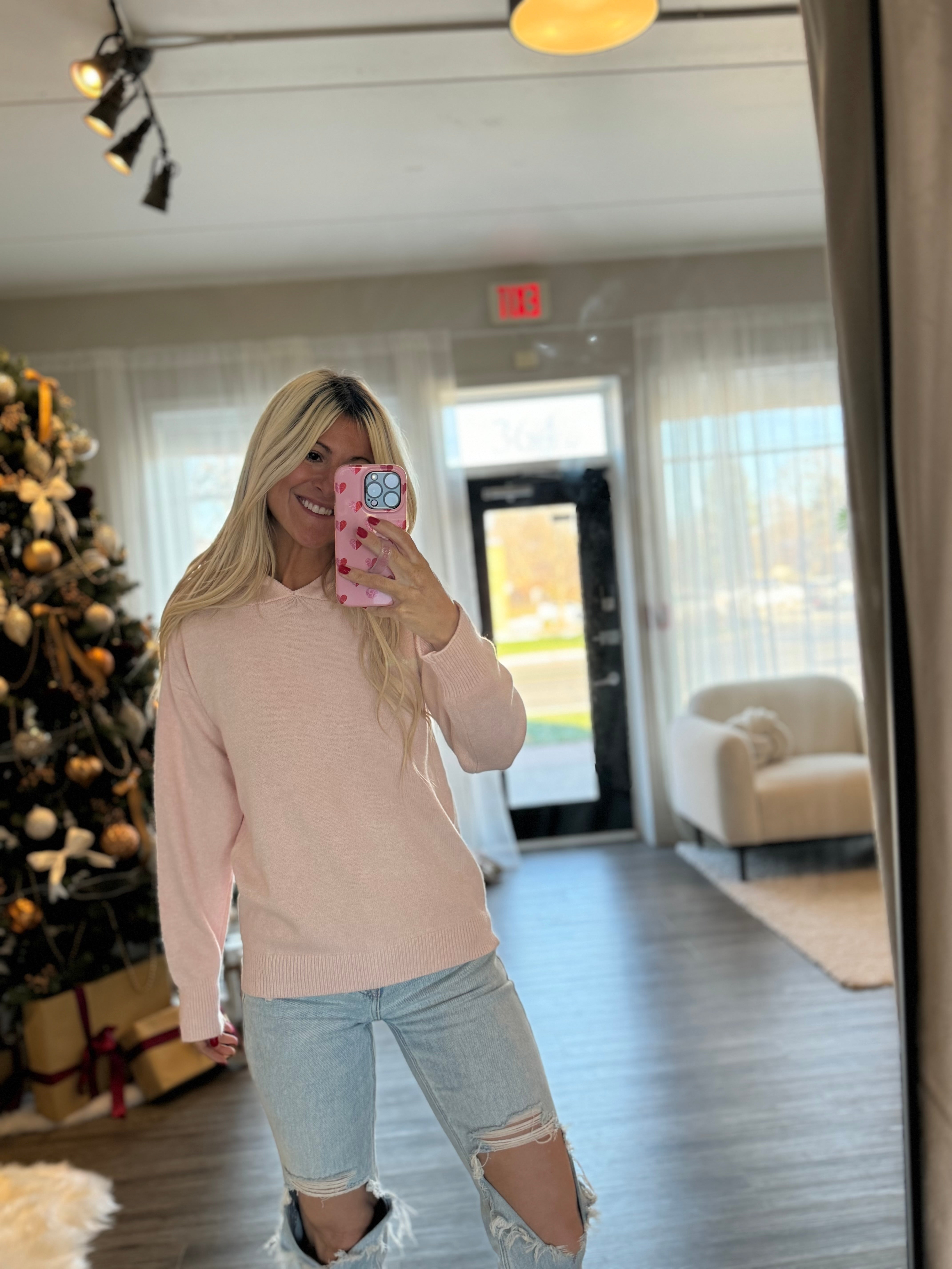 Soft Sam Hoodie Sweater- Pink