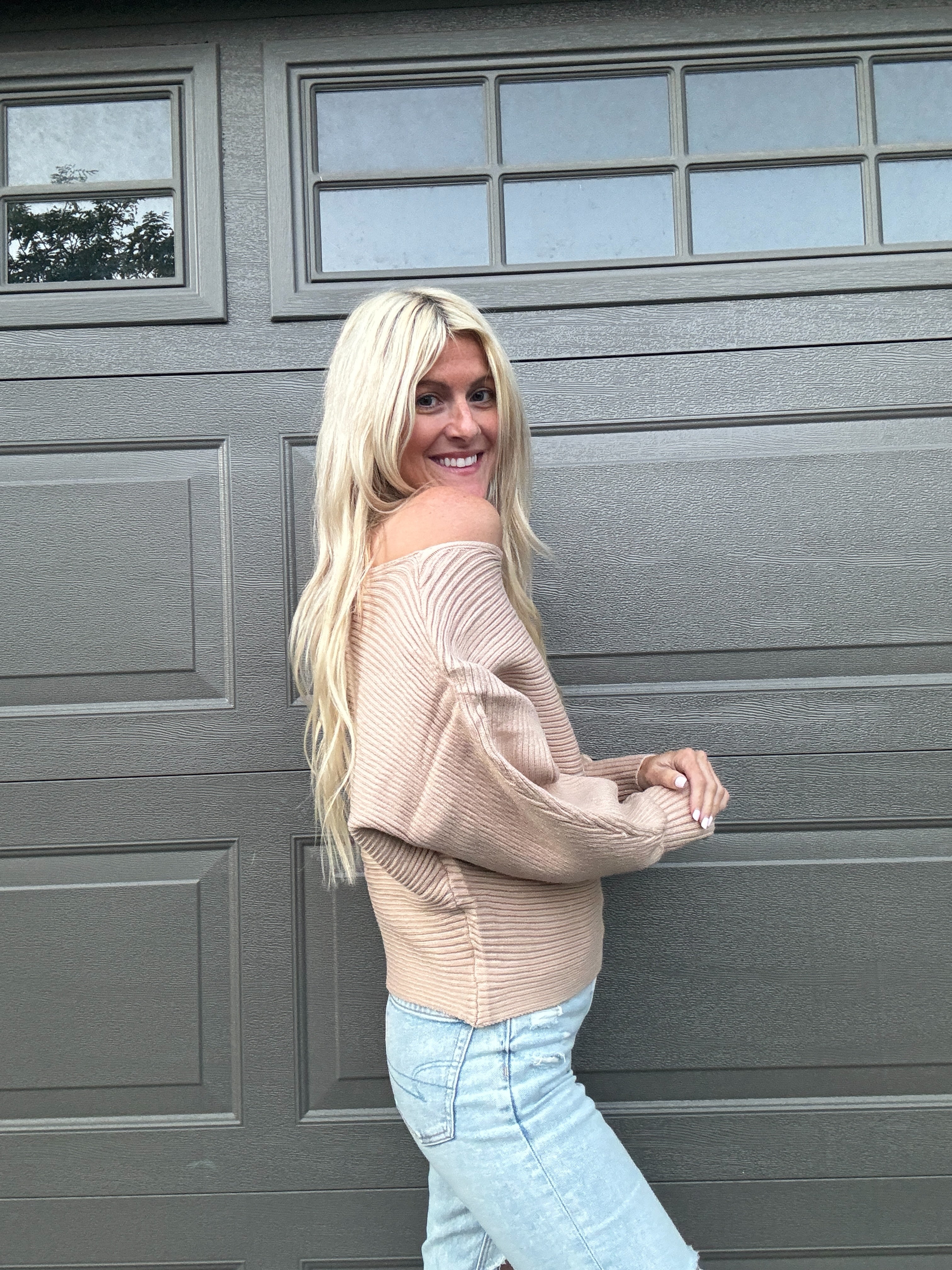 Sia Taupe Ribbed Sweater-SALE