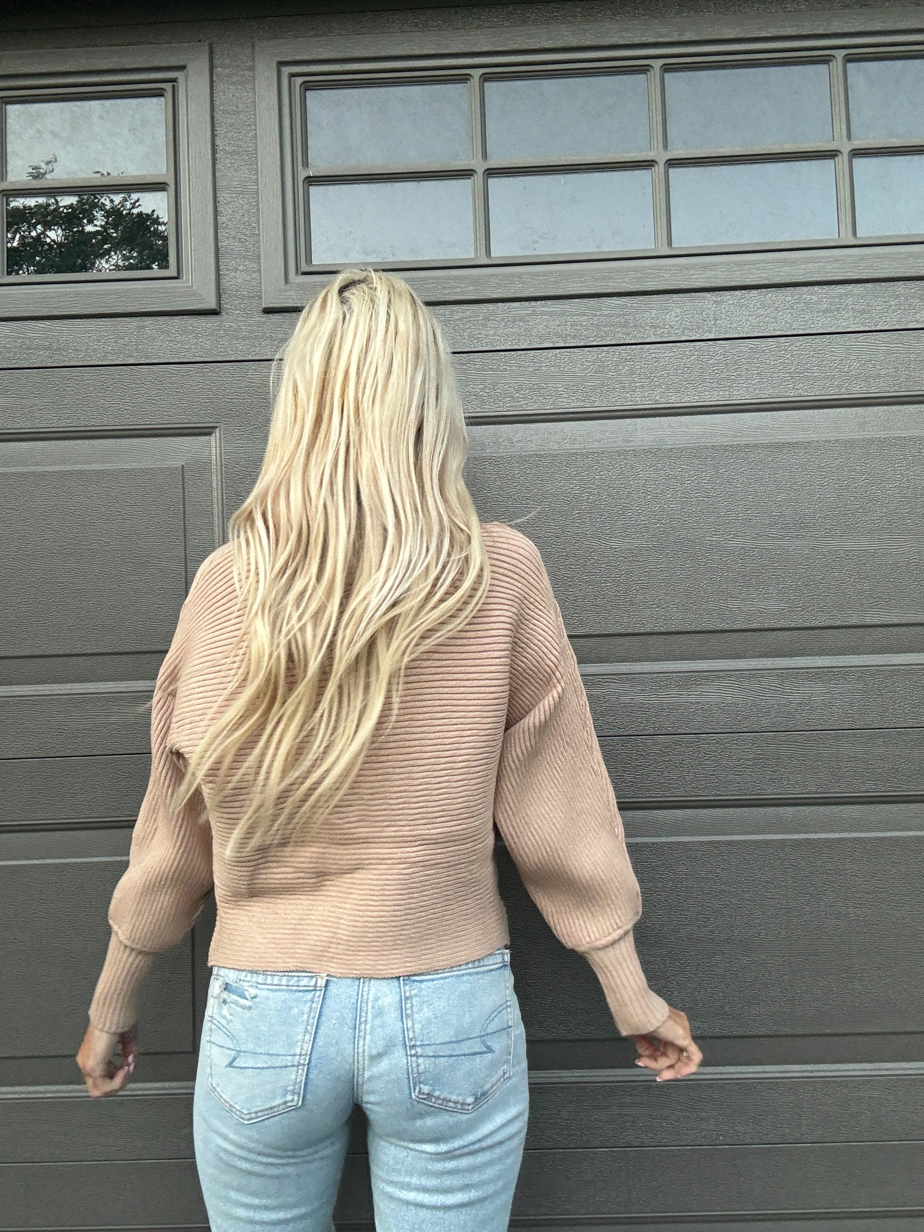 Sia Taupe Ribbed Sweater-SALE