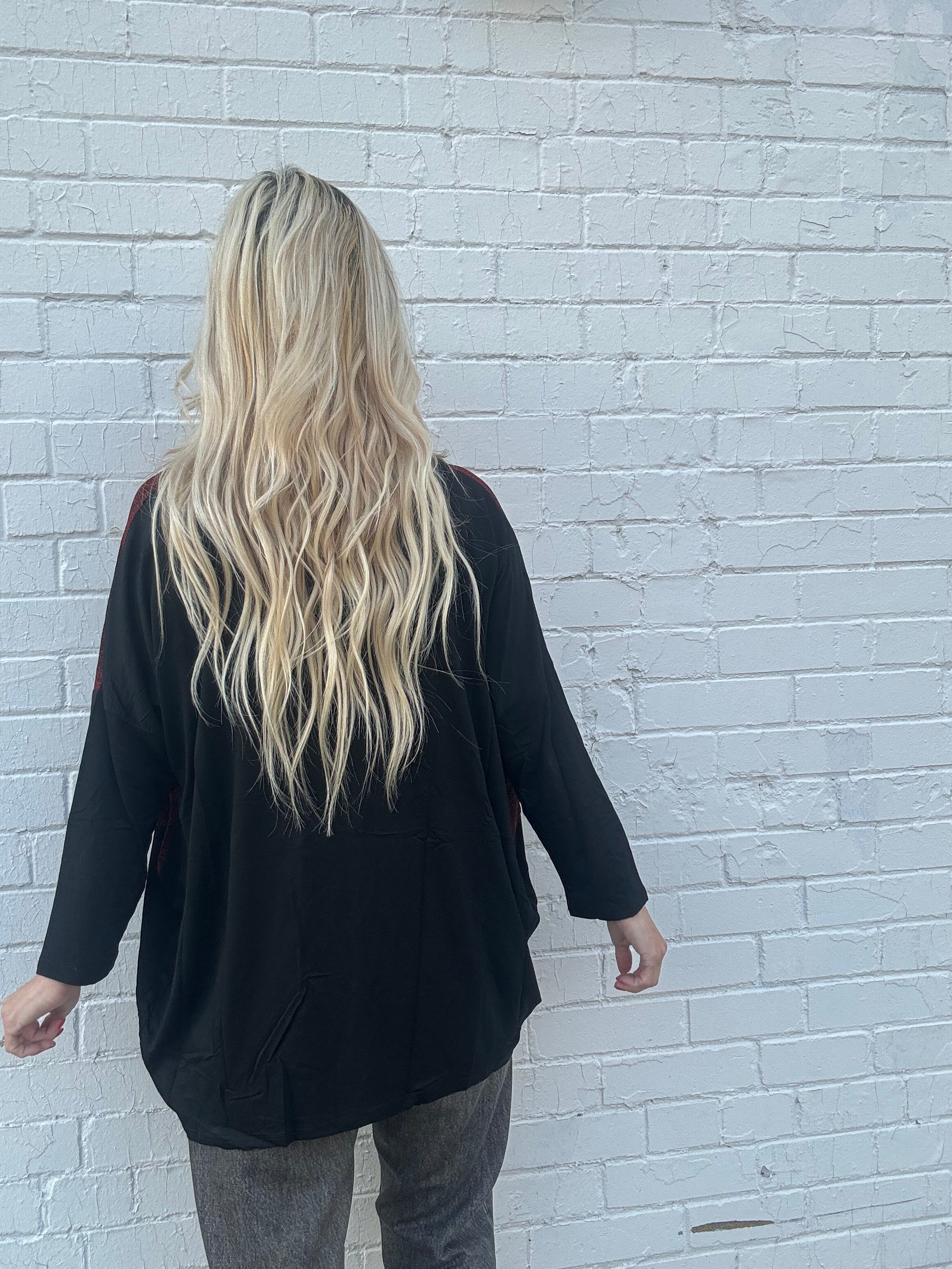 Red Shimmer Holiday Top