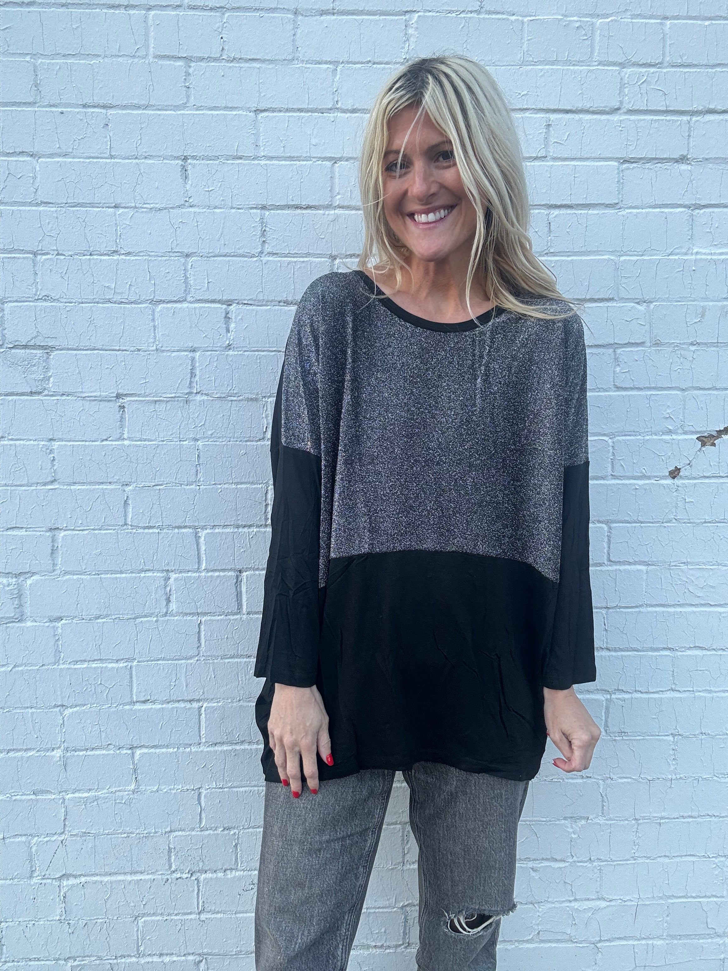 Silver Shimmer Holiday Top