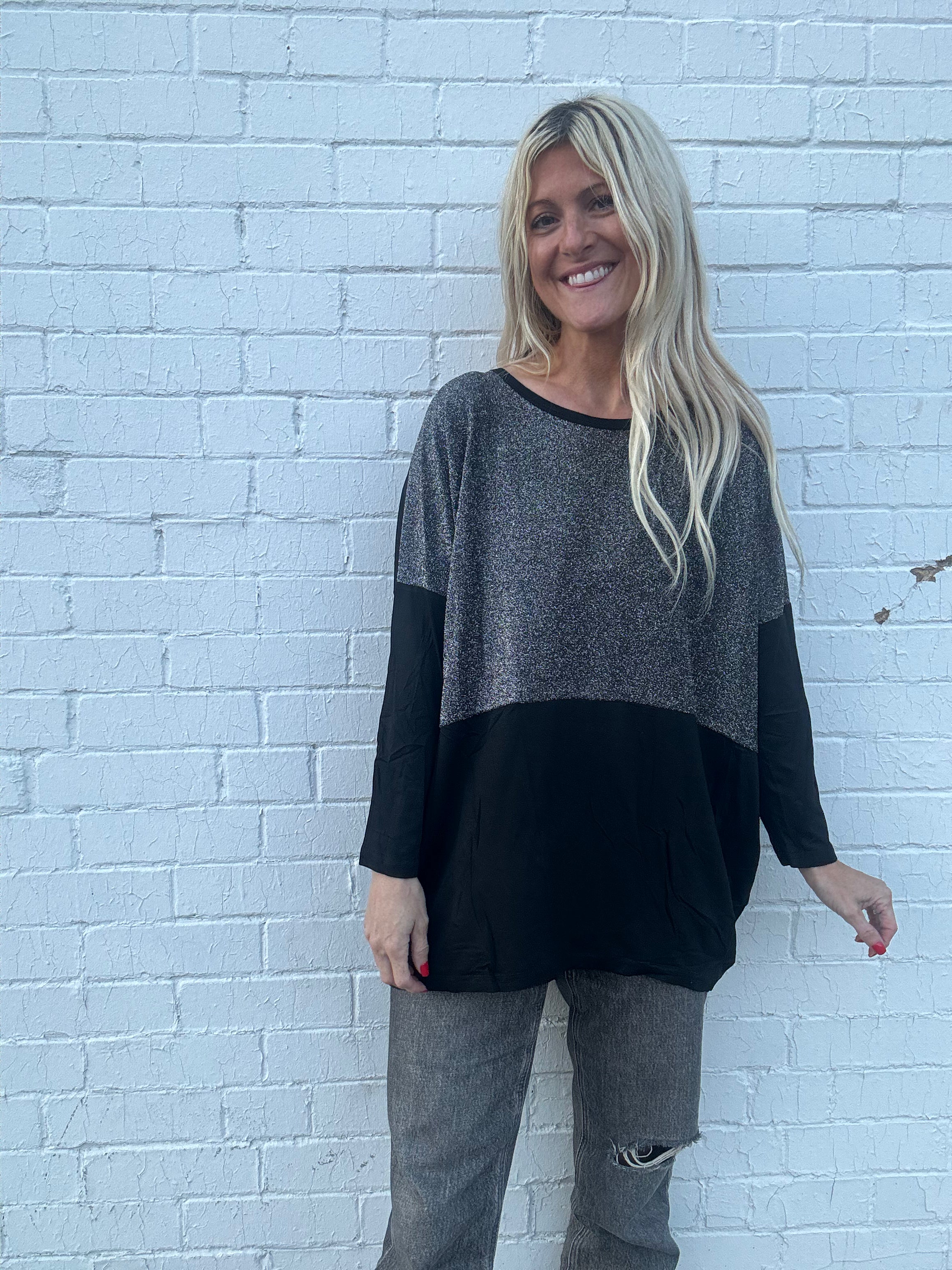 Silver Shimmer Holiday Top