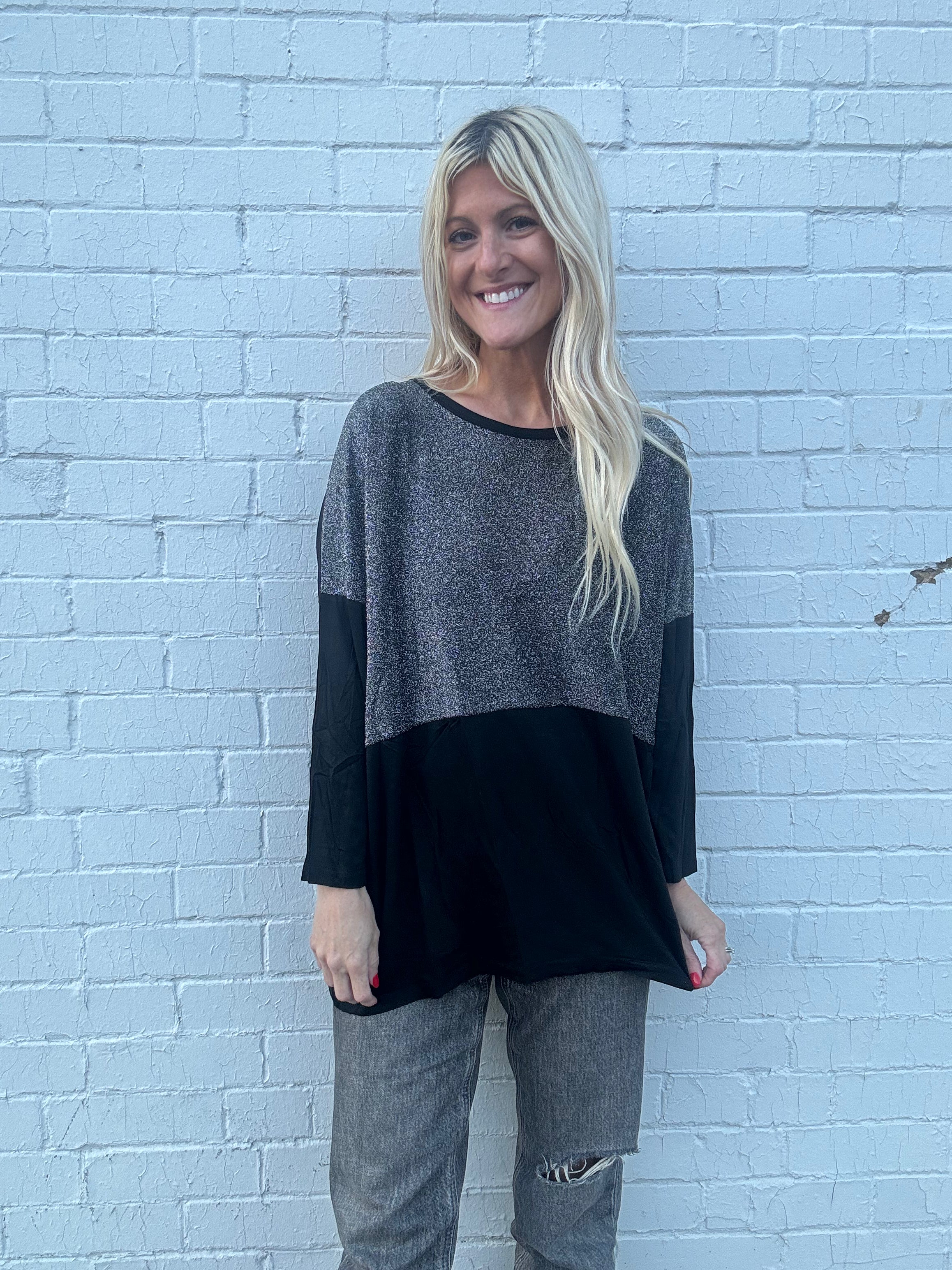 Silver Shimmer Holiday Top