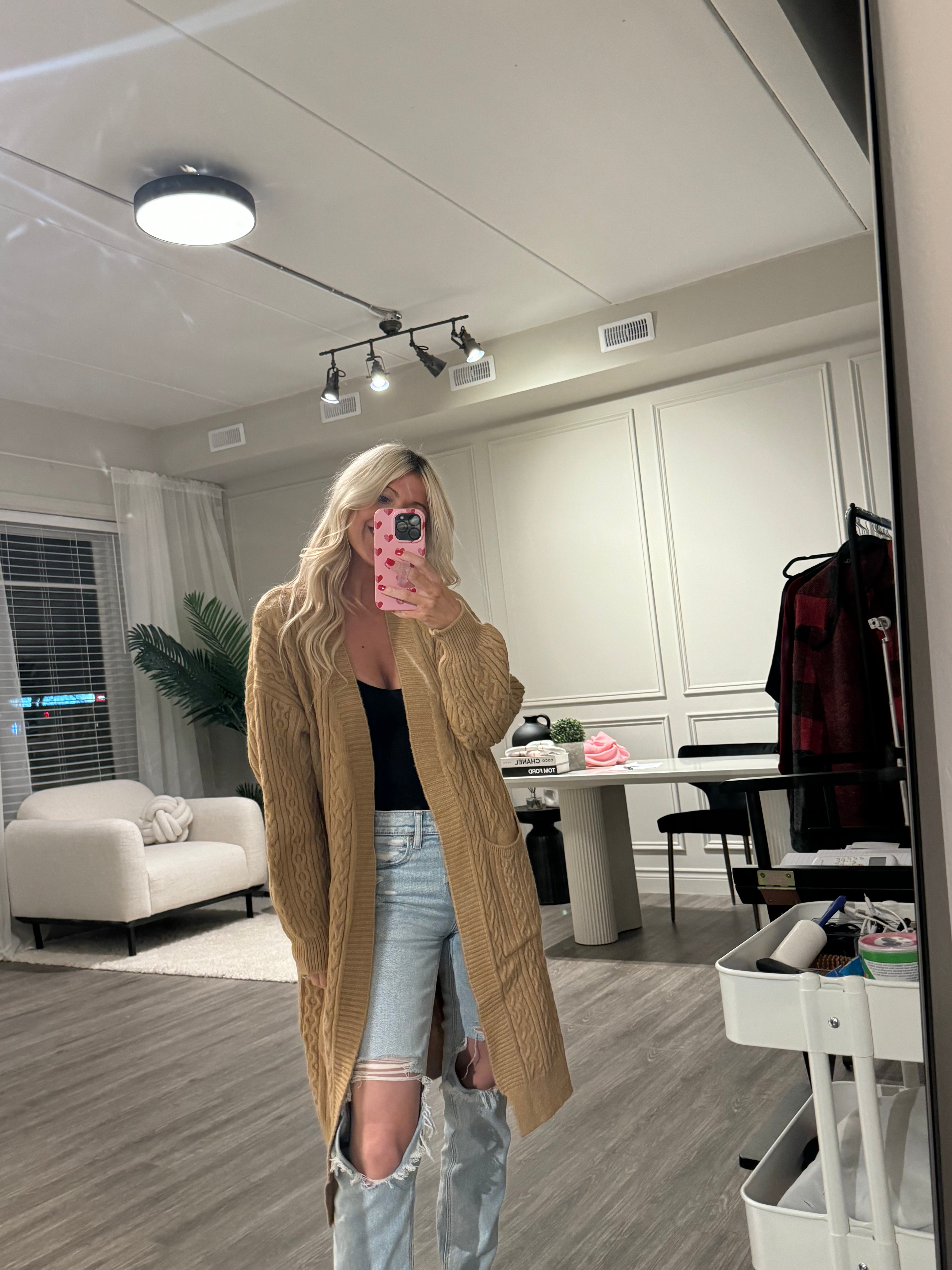 Sia Cable Knit Cardigan -Camel-SALE